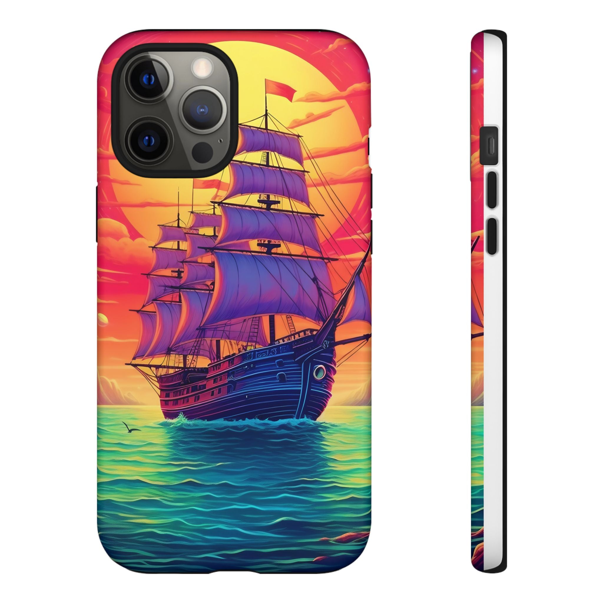 Sunset Galleon Hexagon Stone iPhone Case