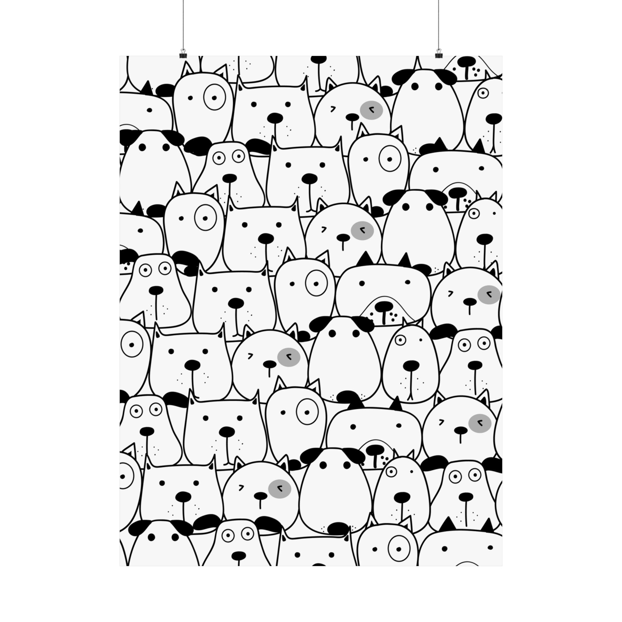 Cute Cartoon Dogs Seamless Pattern Poster