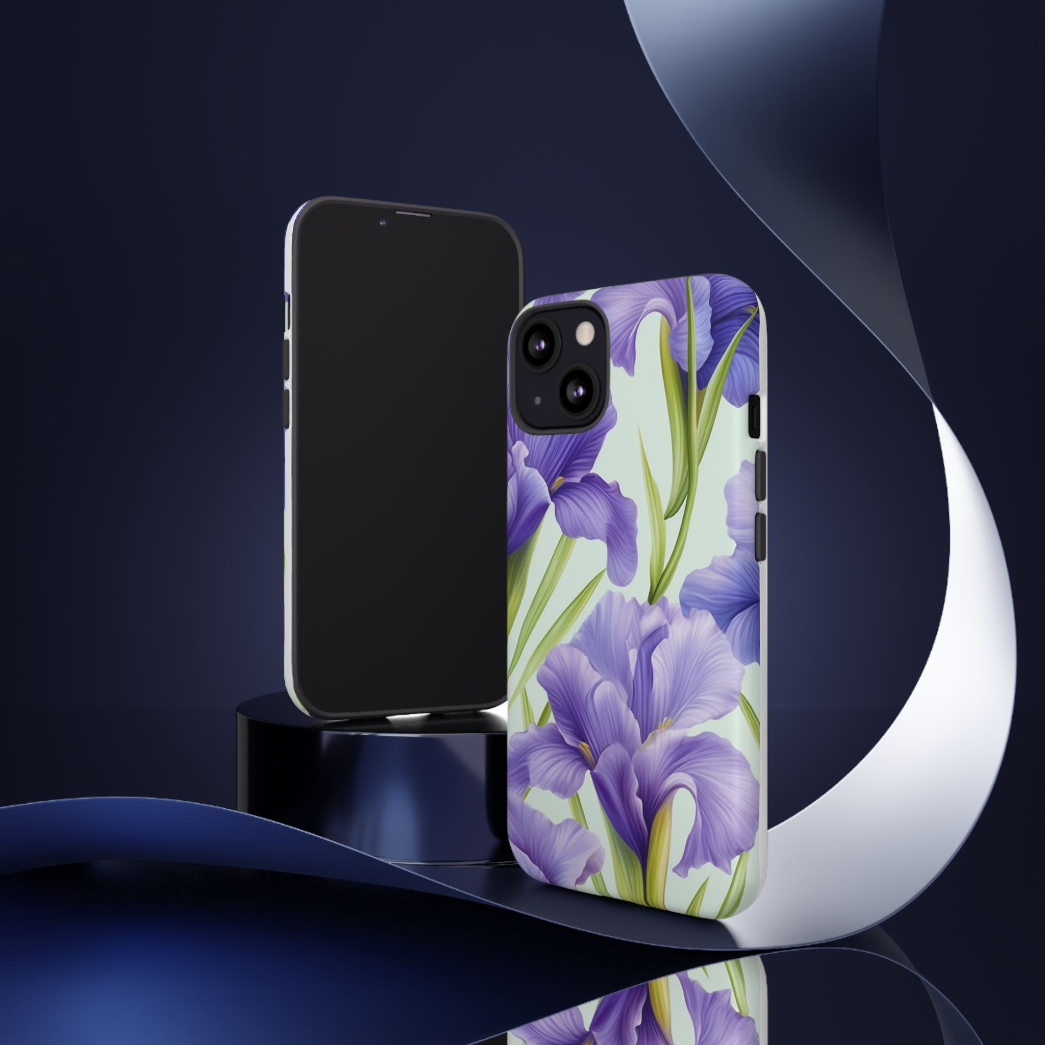 Purple Iris Floral iPhone Case - Hexagon Stone