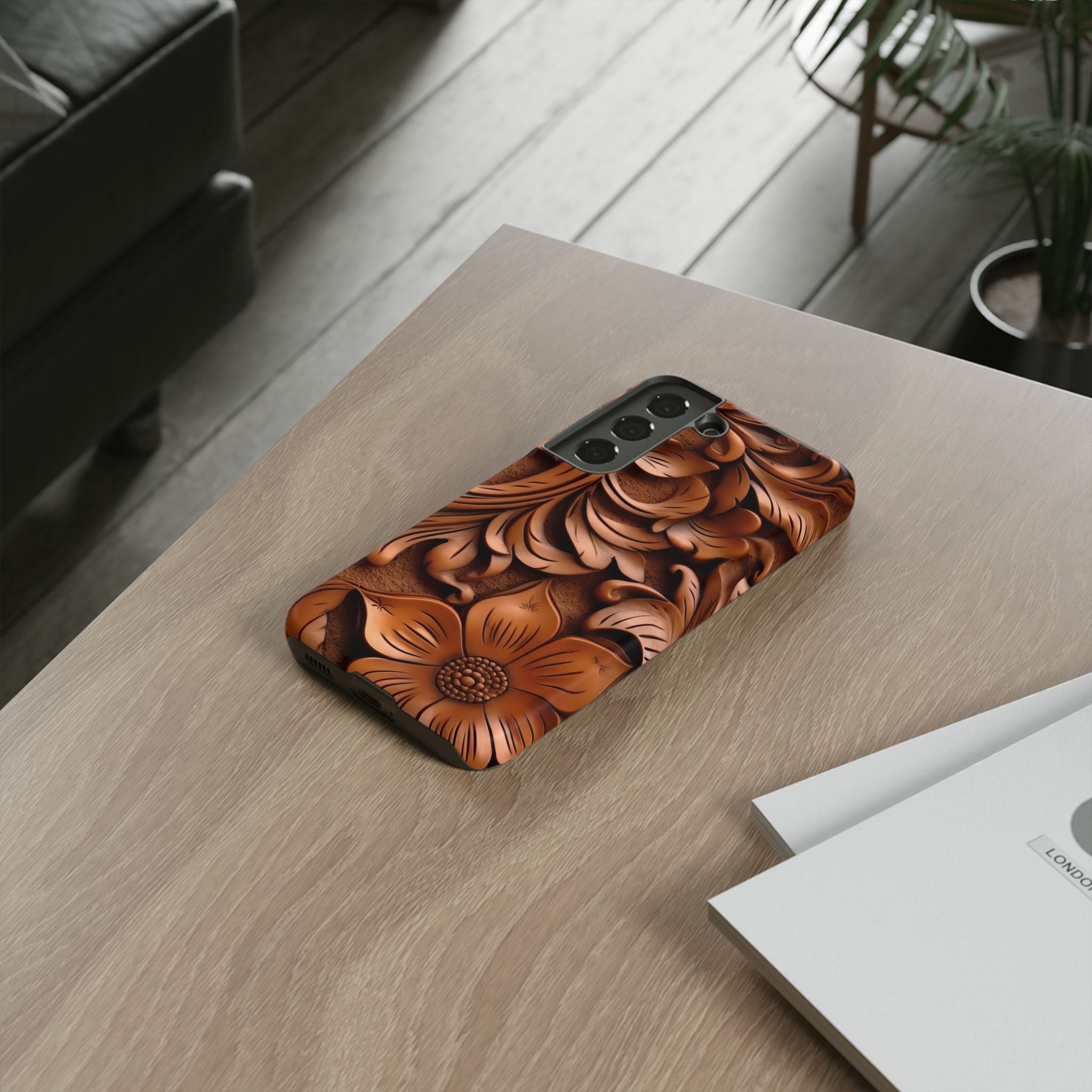 Baroque Floral Wood Samsung Case