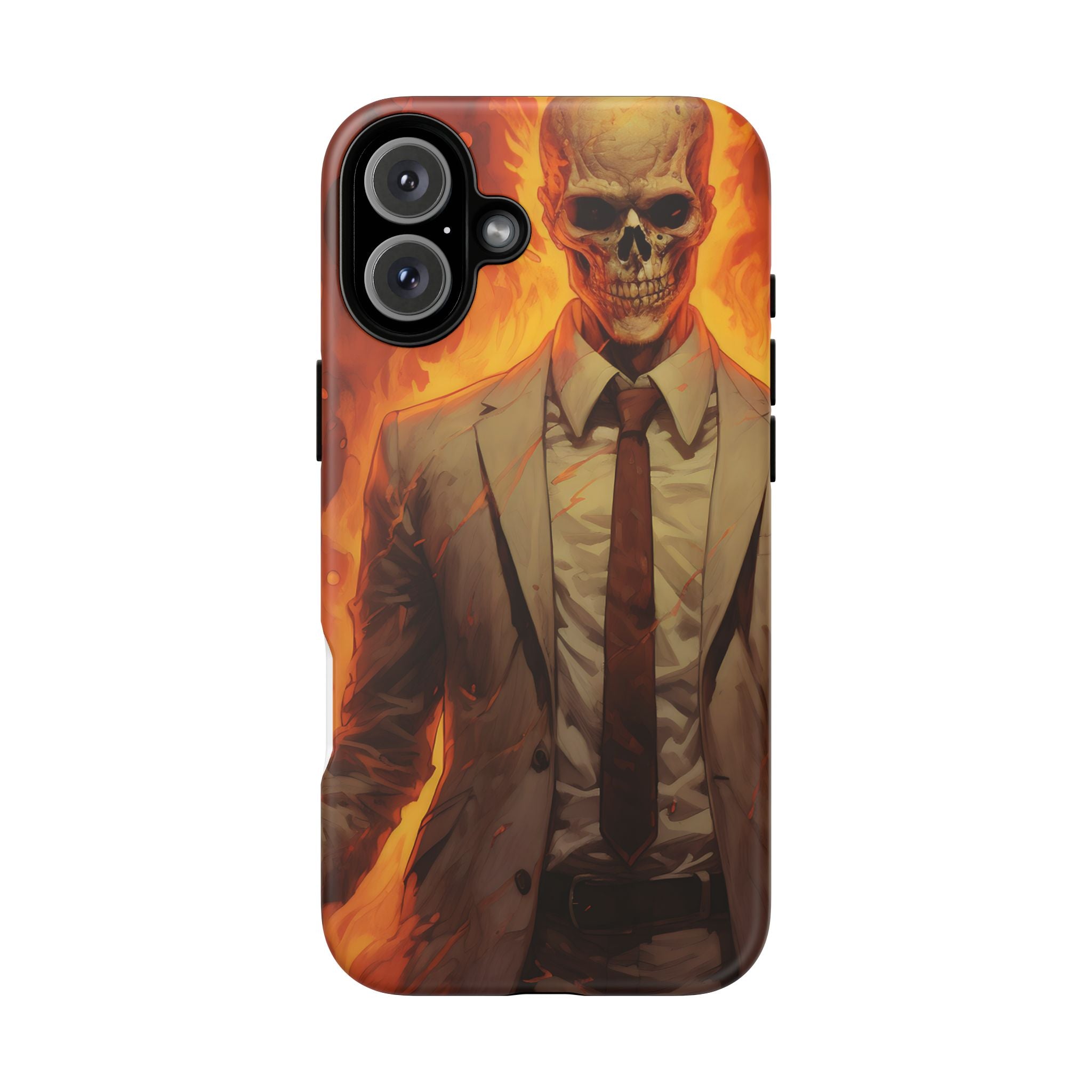 Fiery Skull Man Hexagon Stone iPhone Case