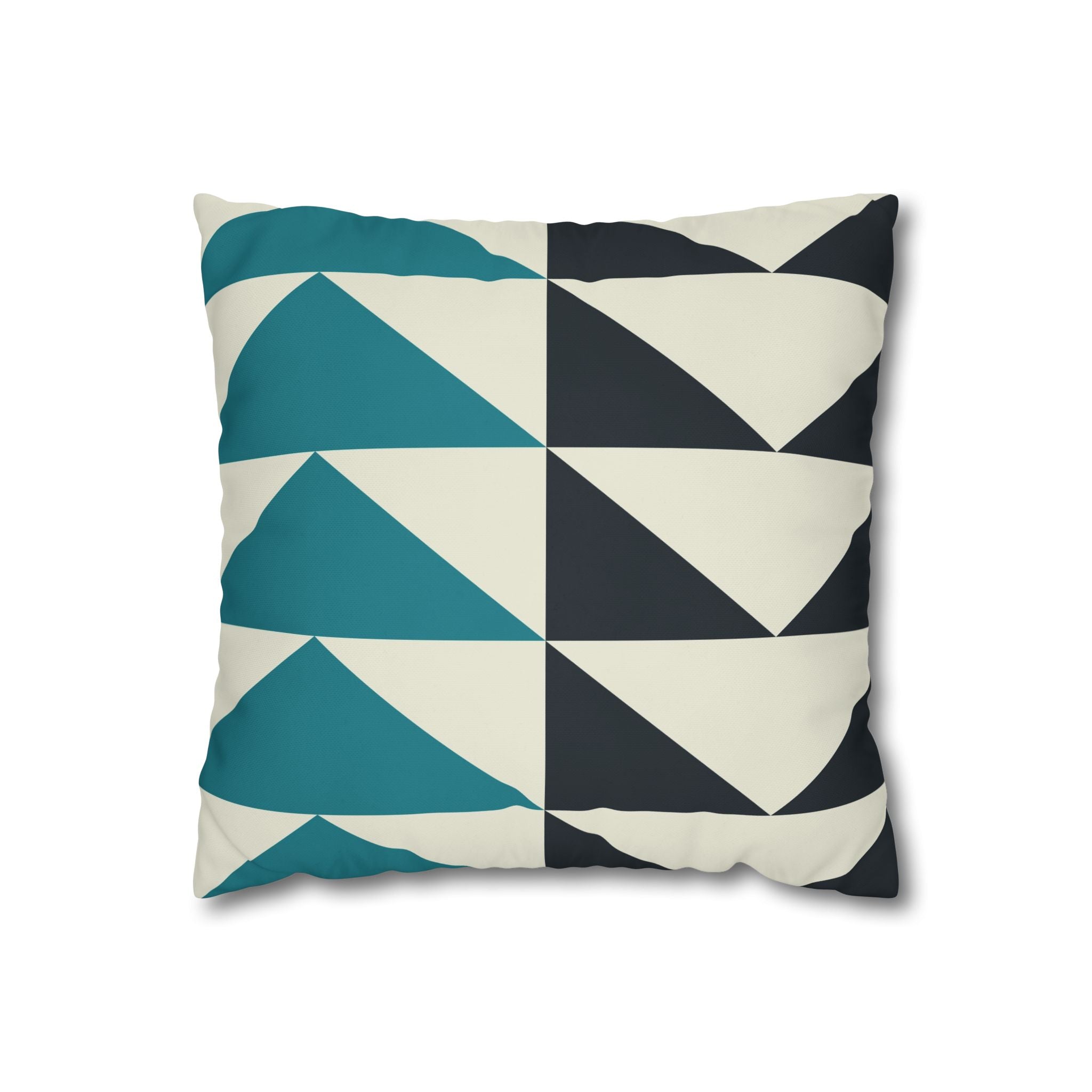 Geometric Teal & Charcoal Triangle Pillowcase