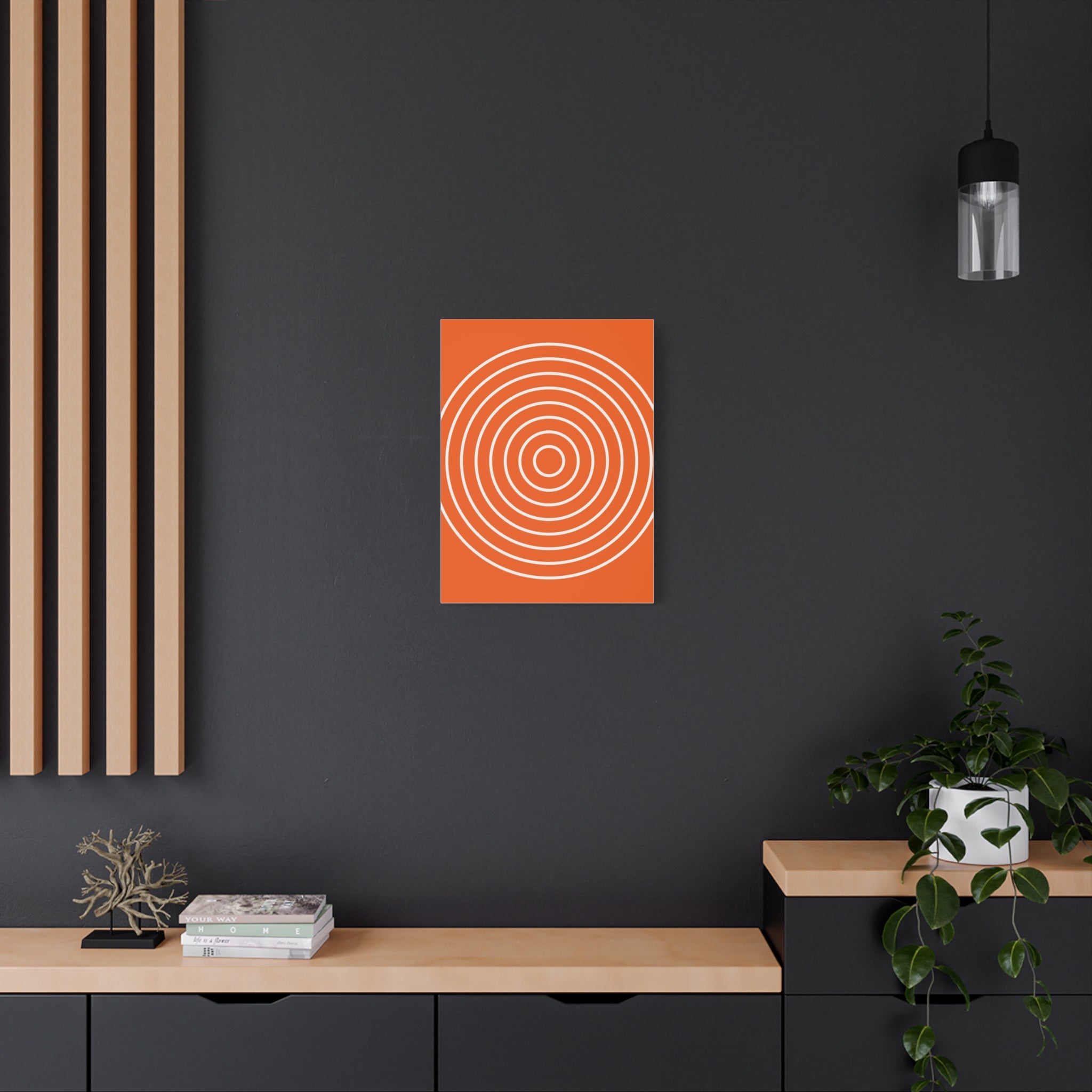 Orange Abstract Circles Matte Canvas Art