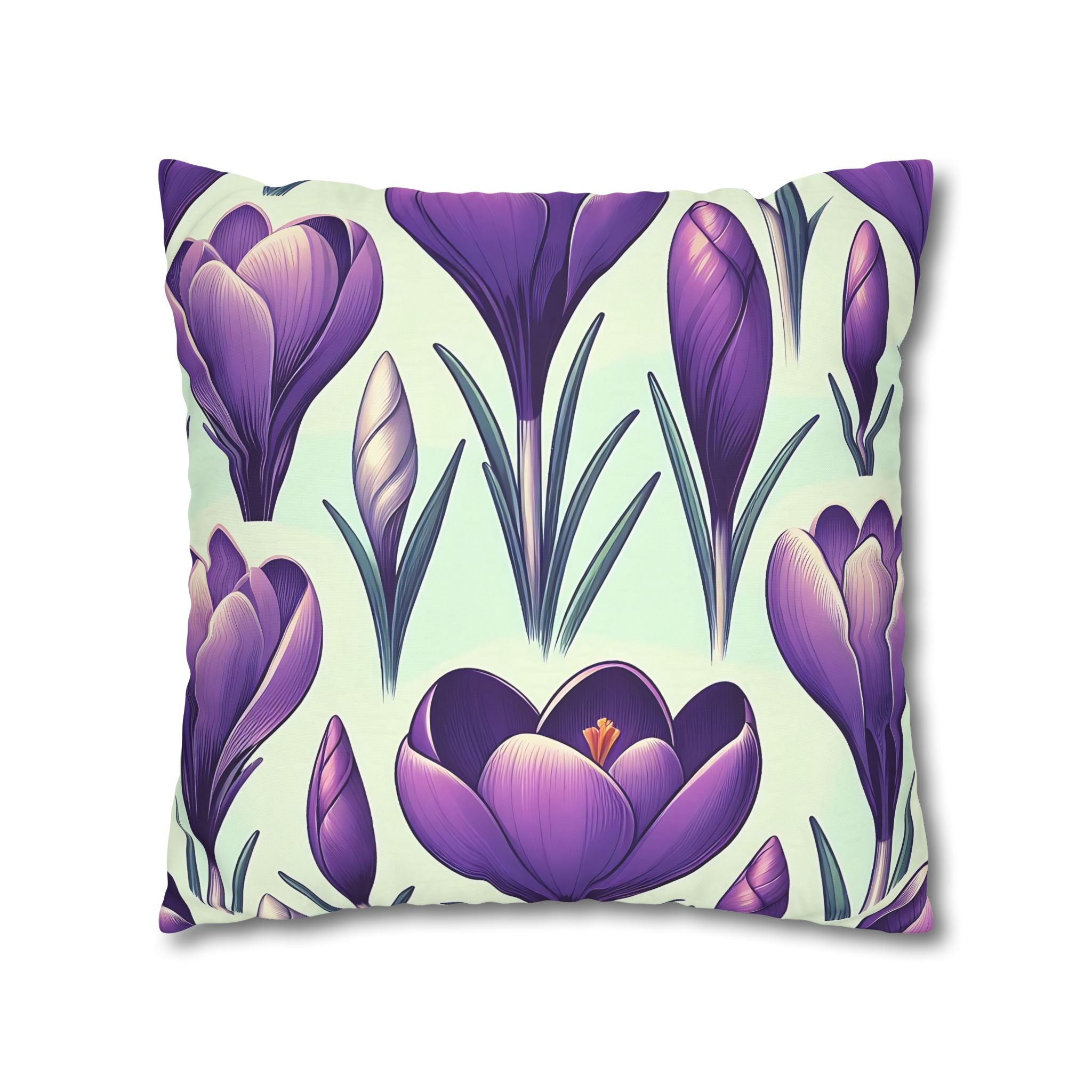 Purple Crocus Floral Pillowcase