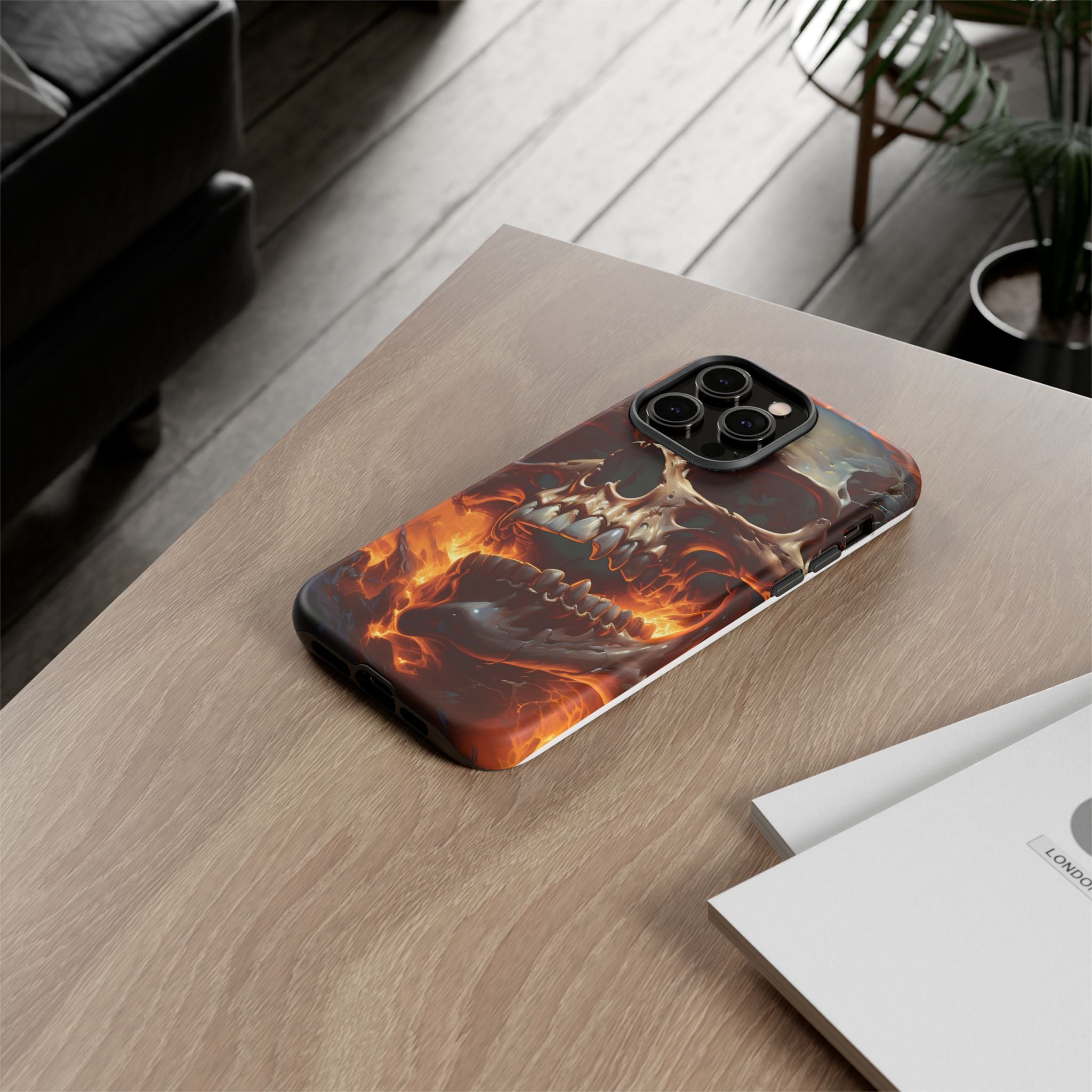 Fiery Skull Hexagon iPhone Case - Rugged