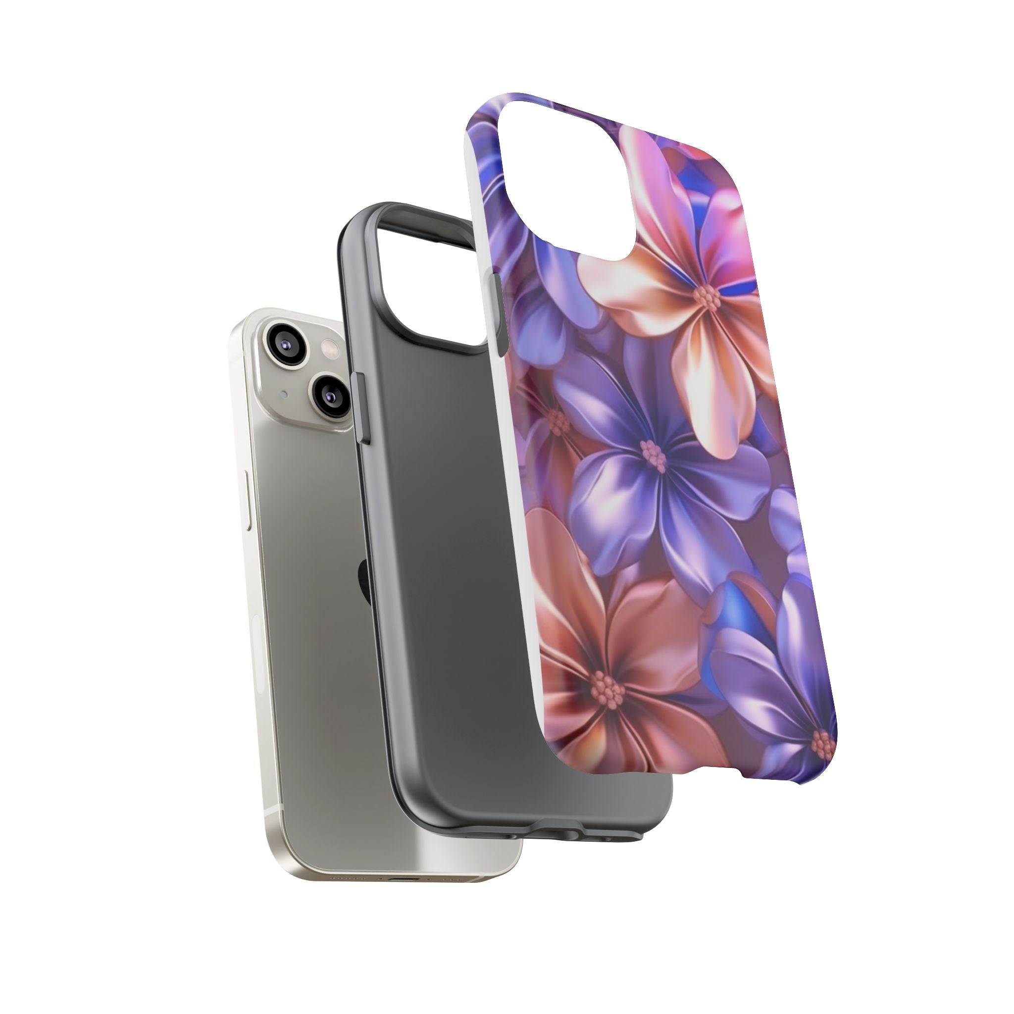 Metallic Flower iPhone Case - Rugged Hexagon Stone