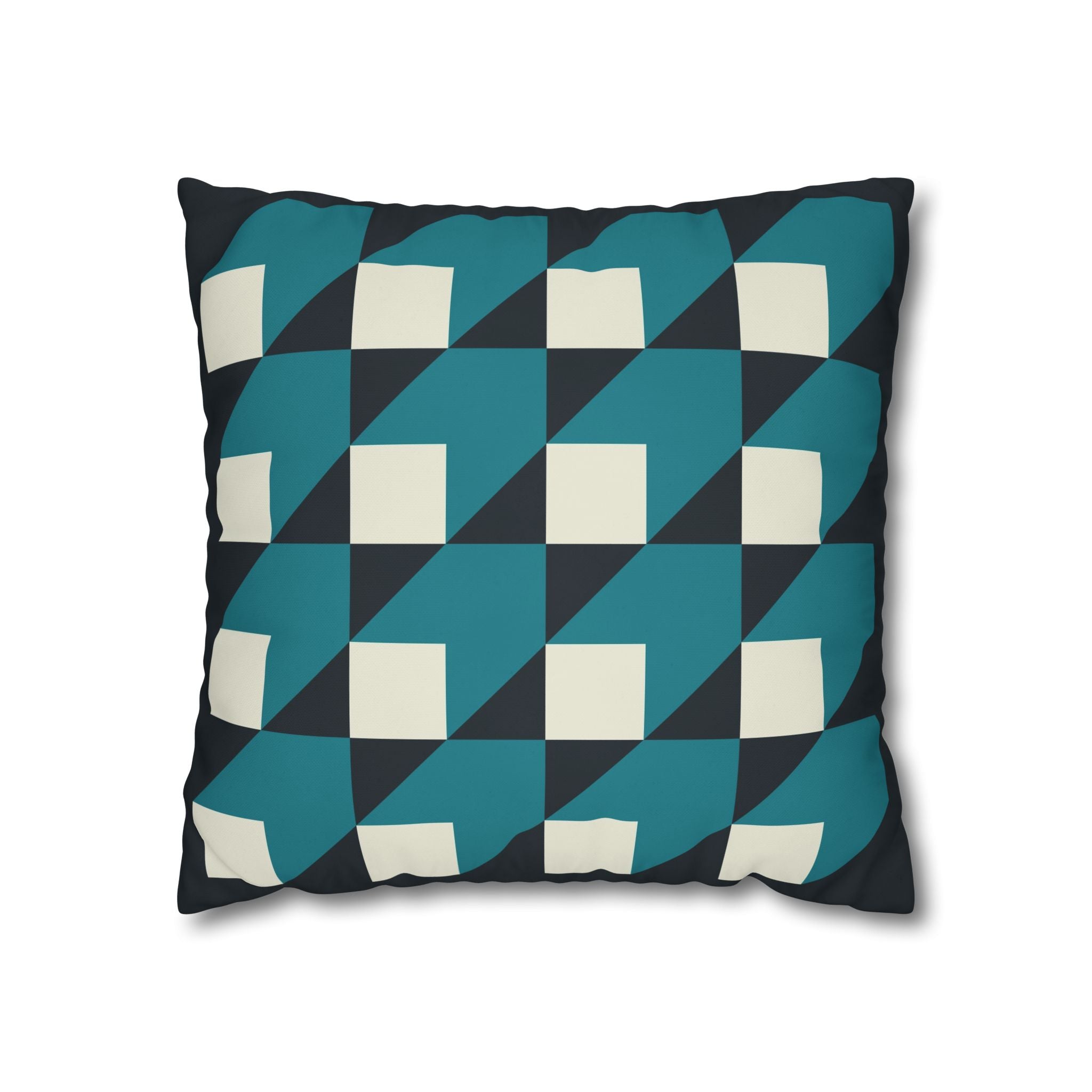 Geometric Teal & White Cube Pillowcase