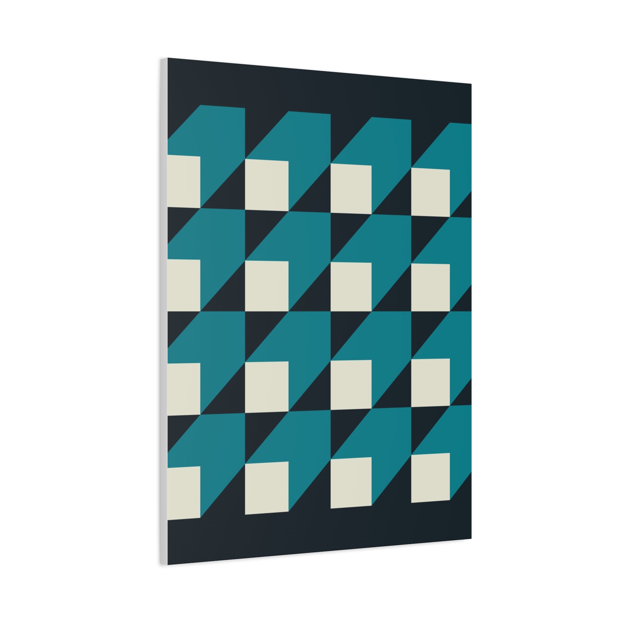 Geometric Teal Abstract Canvas Art