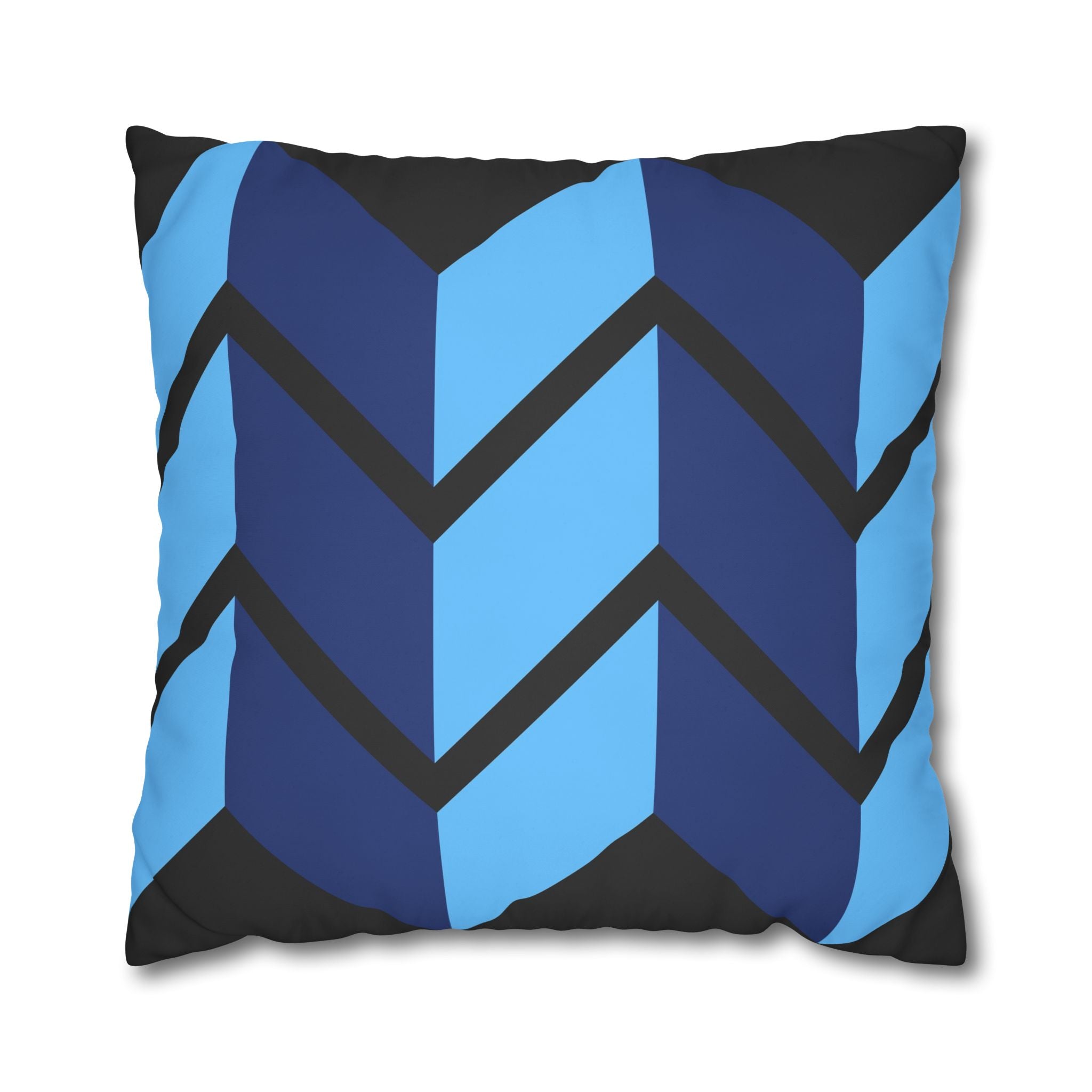 Geometric Chevron Pillowcase - Navy & Sky Blue