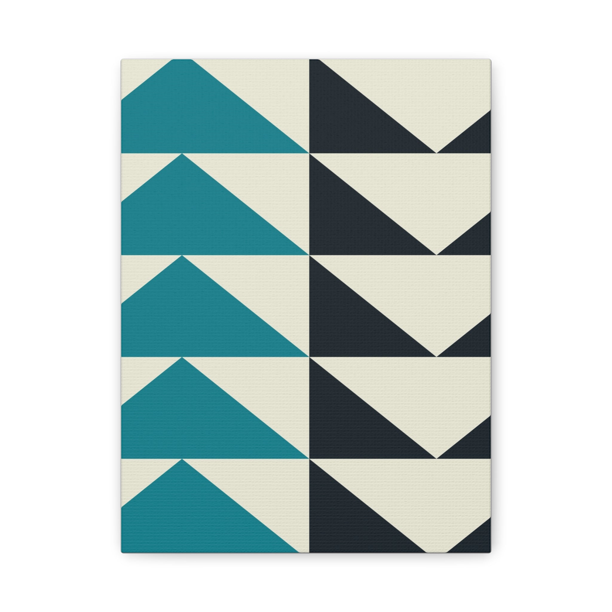 Geometric Teal & Black Triangle Canvas Art