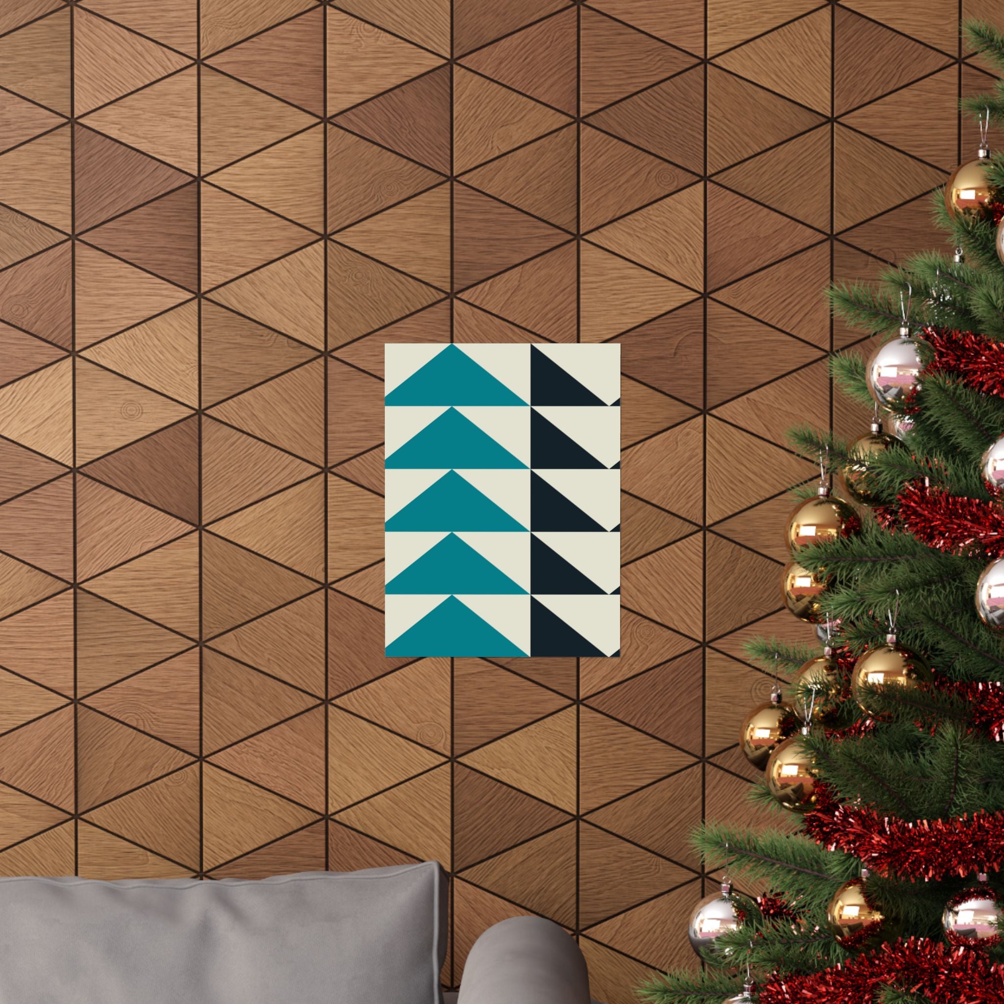 Geometric Teal & Black Triangle Poster