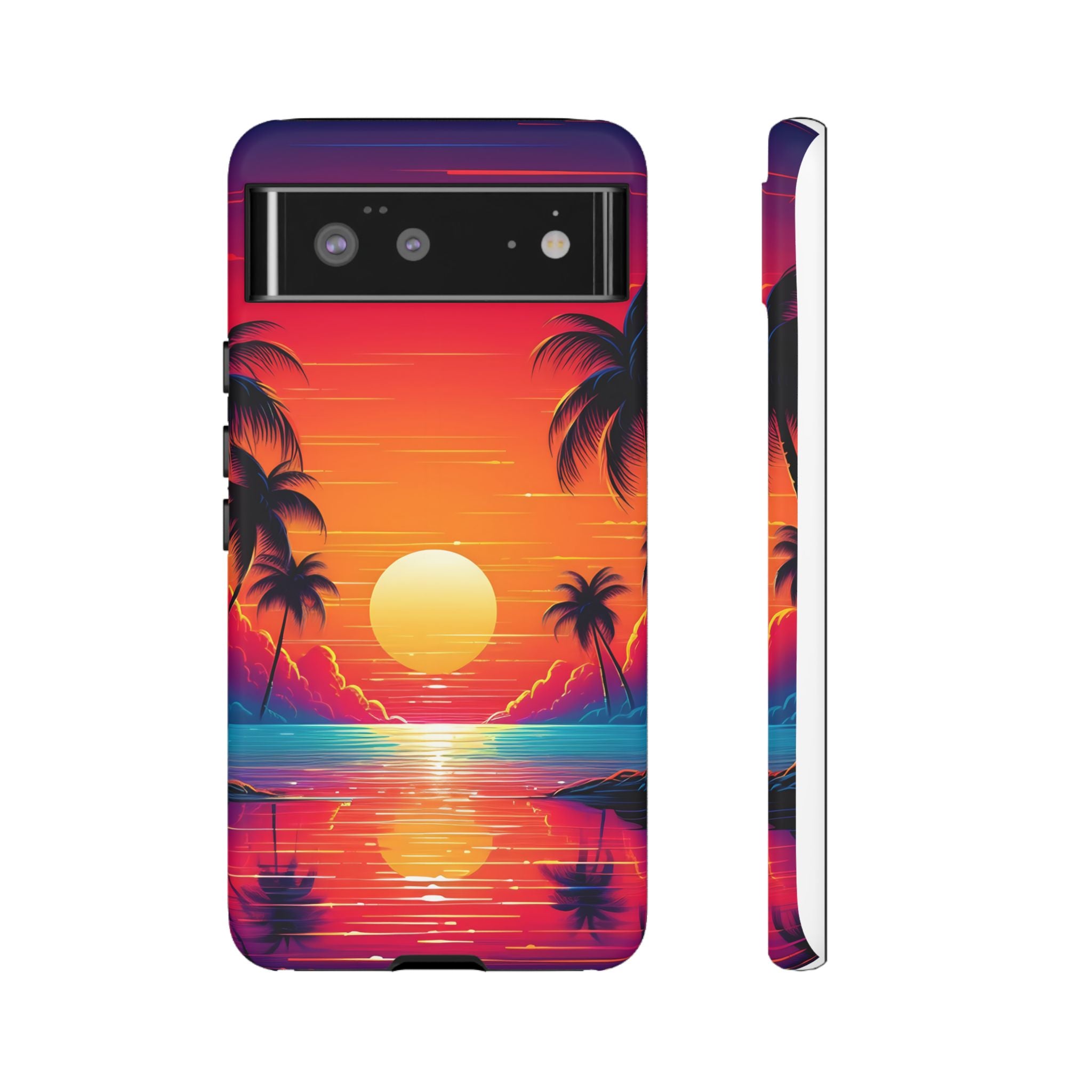 Sunset Palm Beach Google Pixel Case (All Models) - Retro Vaporwave