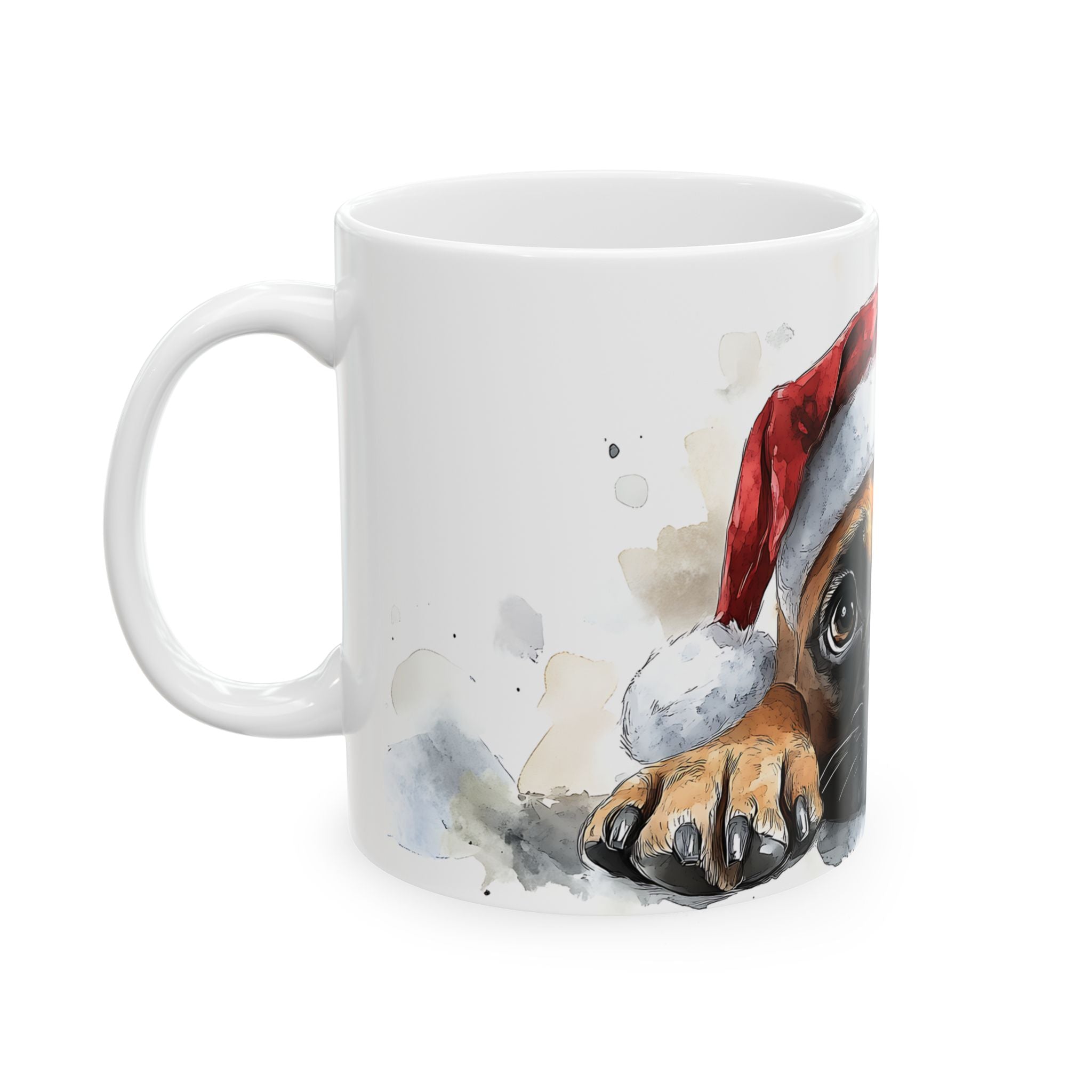 Boxer Puppy Santa Mug - Watercolor Art