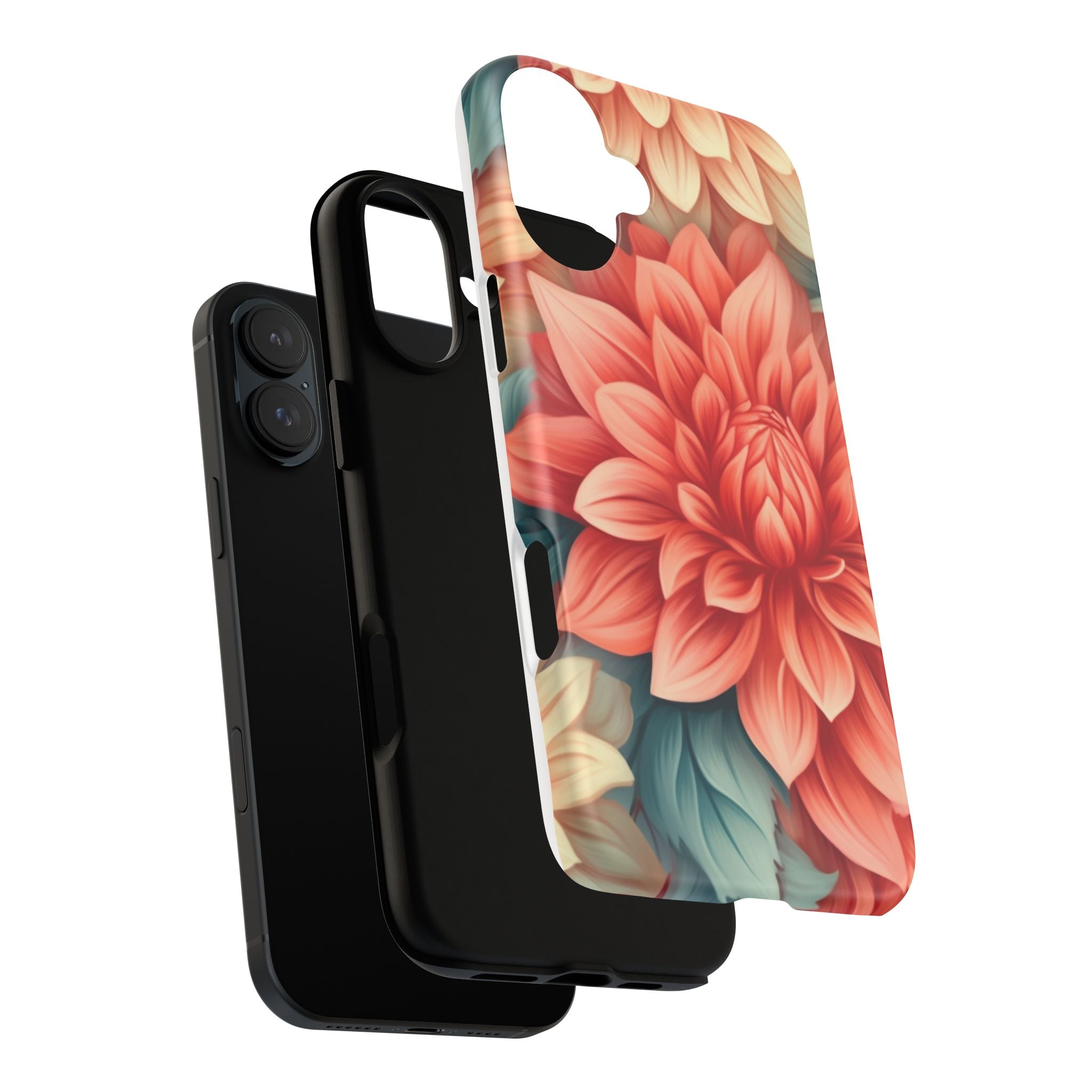 Coral Dahlia Hexagon iPhone Case - Rugged Texture