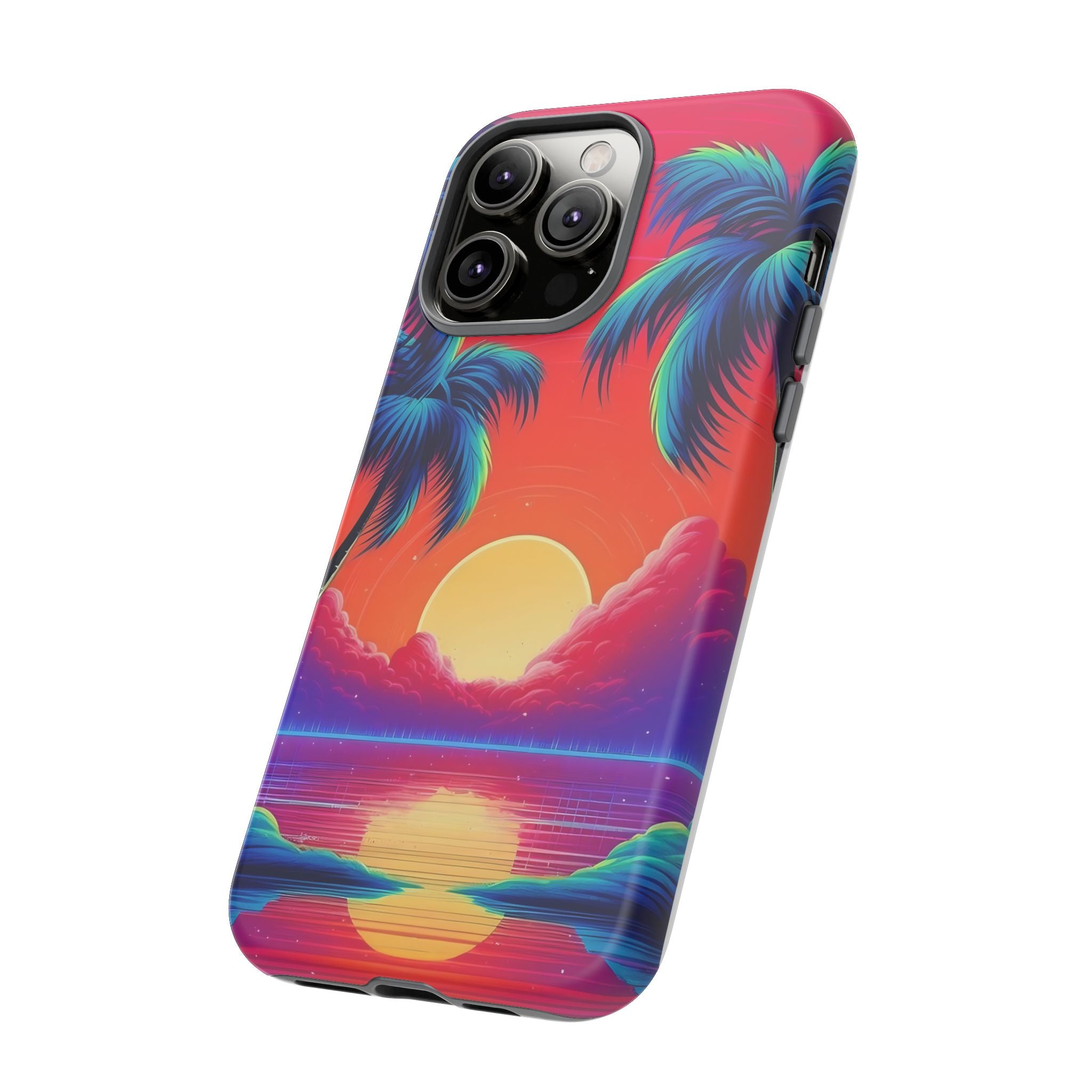 Sunset Palm Hexagon iPhone Case - Rugged