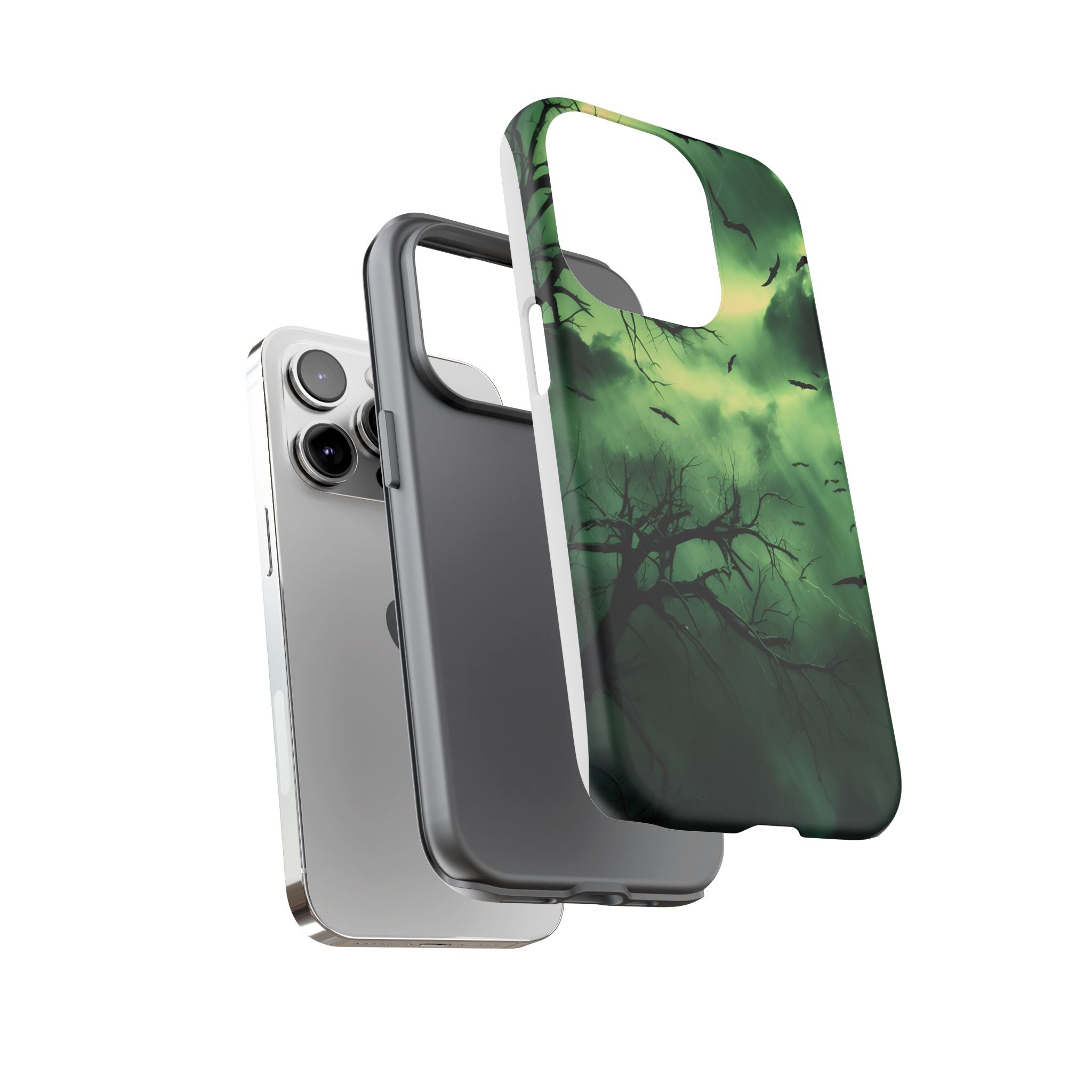 Gothic Green Forest iPhone Case - Hexagon Stone