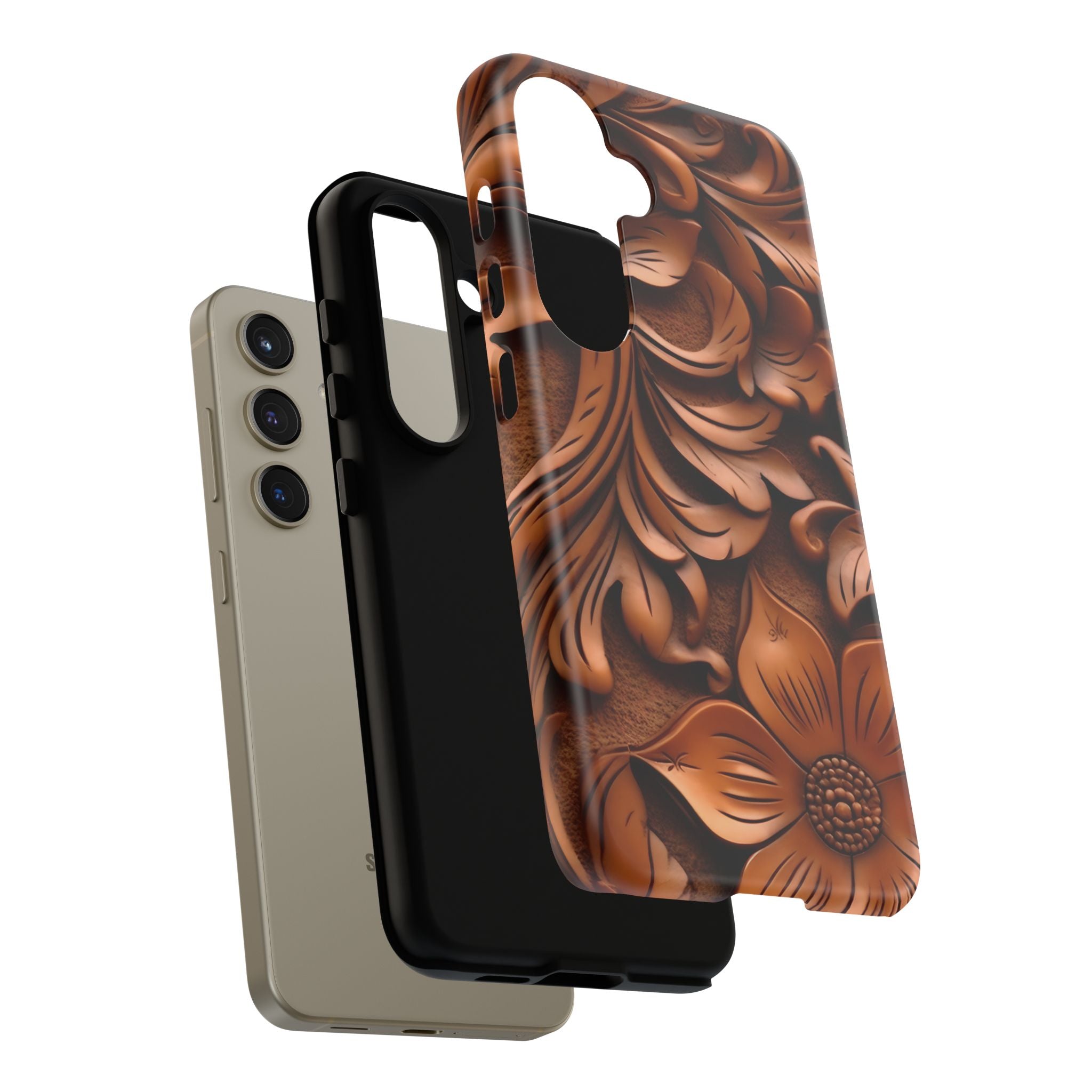 Baroque Floral Wood Samsung Case