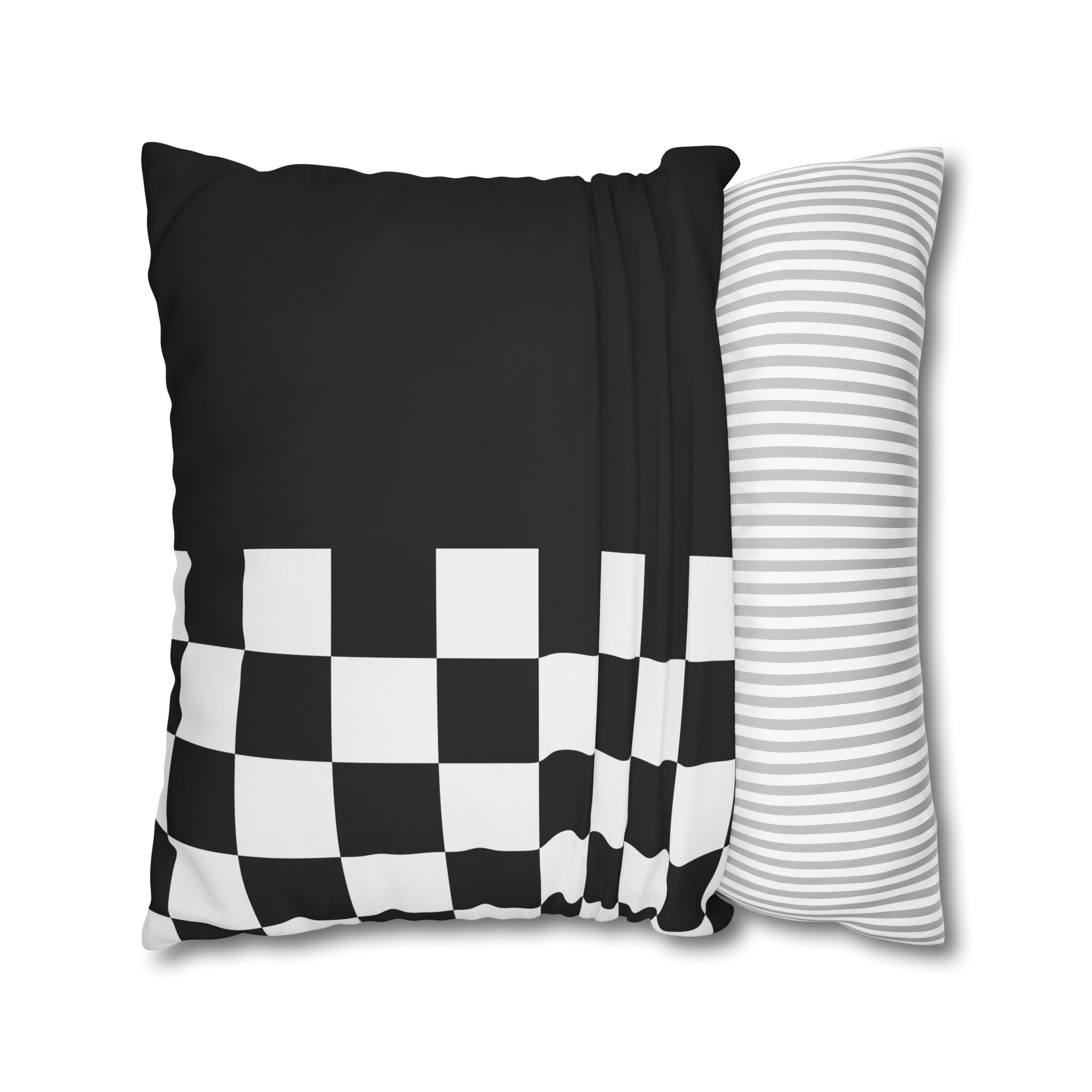 Abstract Checkered Pillowcase - Black & White