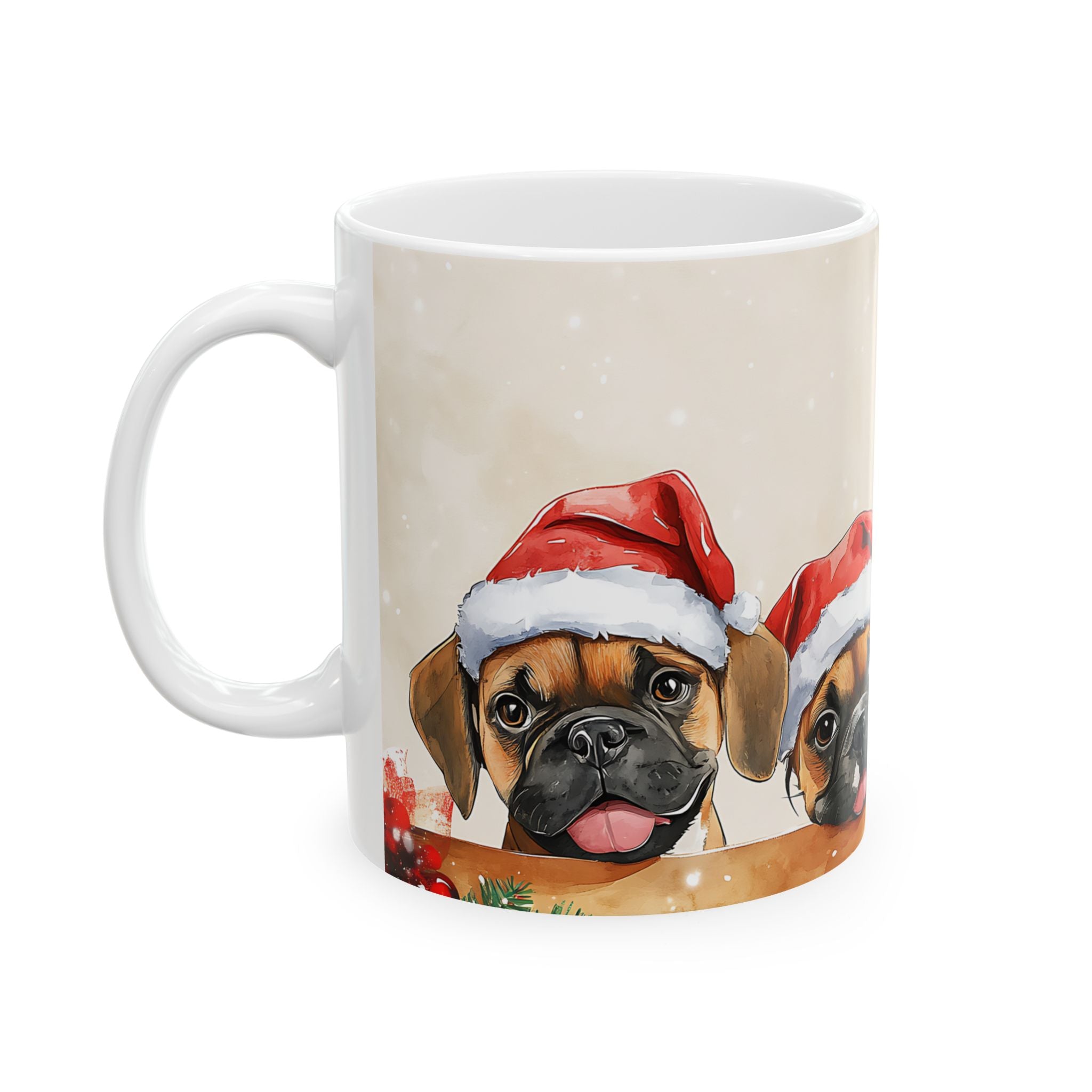 Pug Puppies Christmas Mug