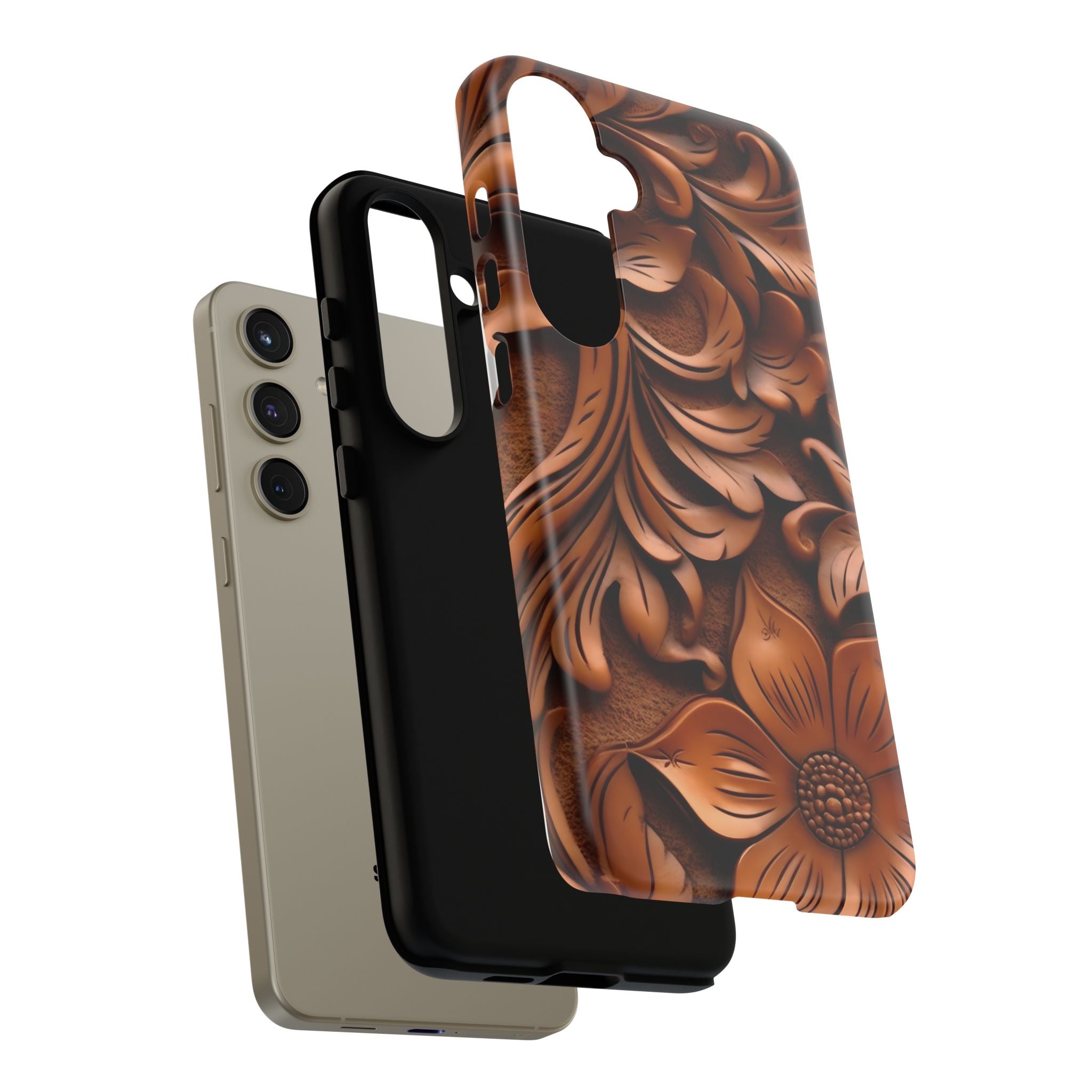 Baroque Floral Wood Samsung Case