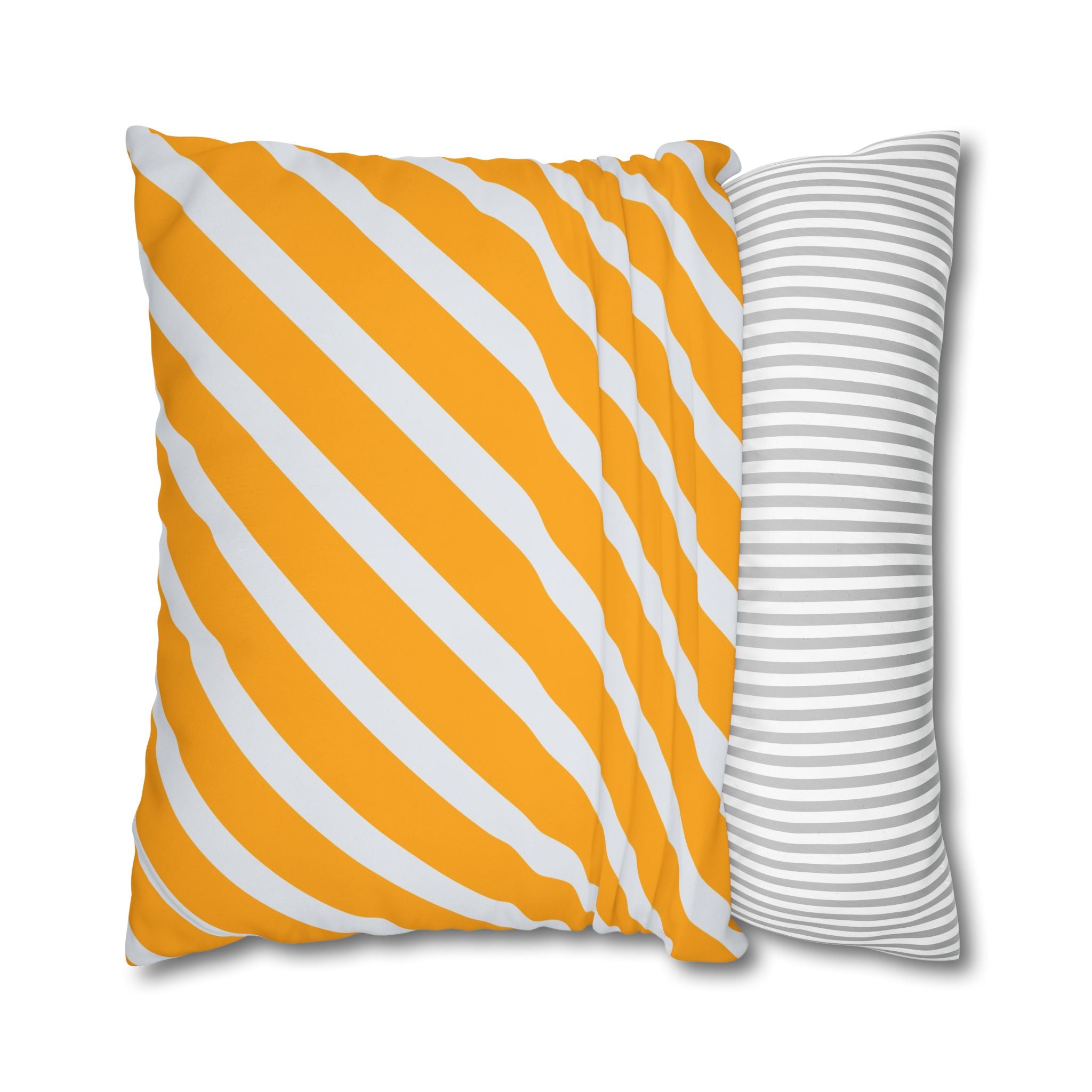 Neon Orange & Gray Diagonal Stripe Pillowcase