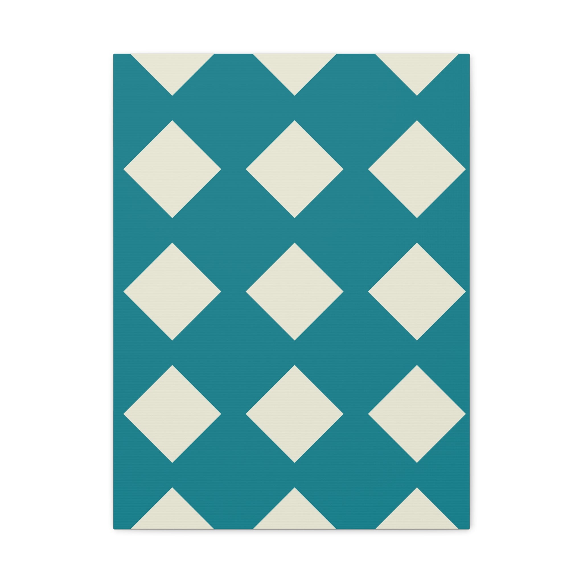 Teal & Cream Diamond Geometric Canvas Art