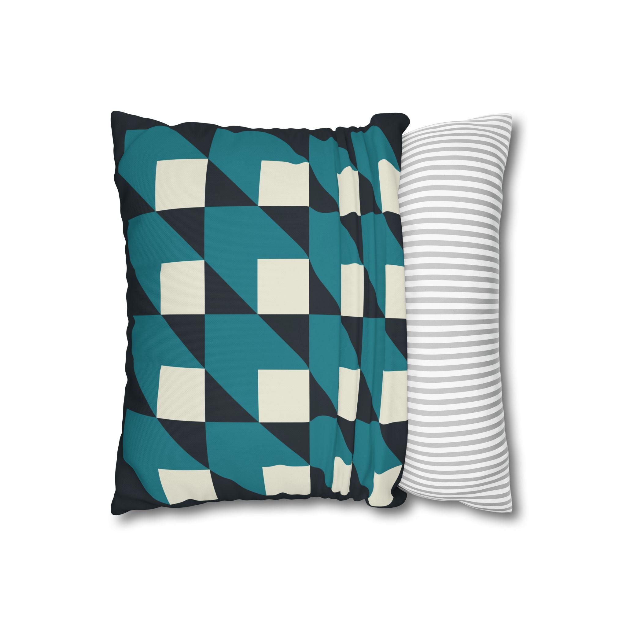 Geometric Teal & White Cube Pillowcase