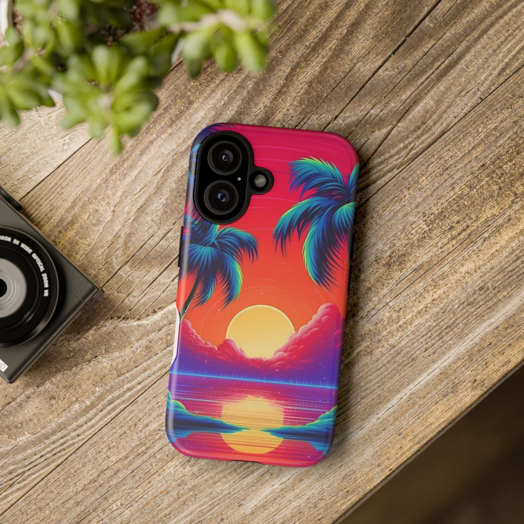 Sunset Palm Hexagon iPhone Case - Rugged