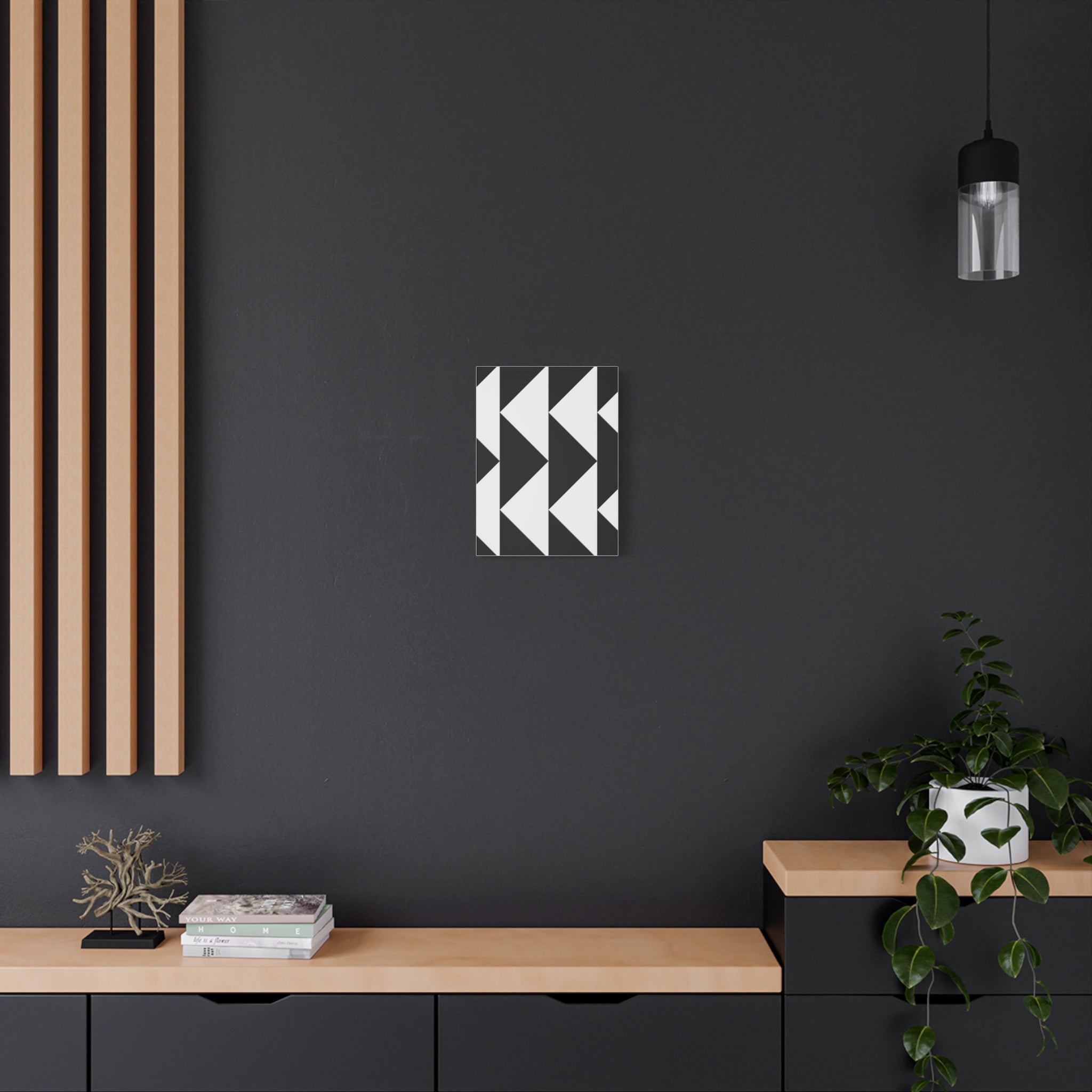 Black & White Triangle Geometric Canvas Art