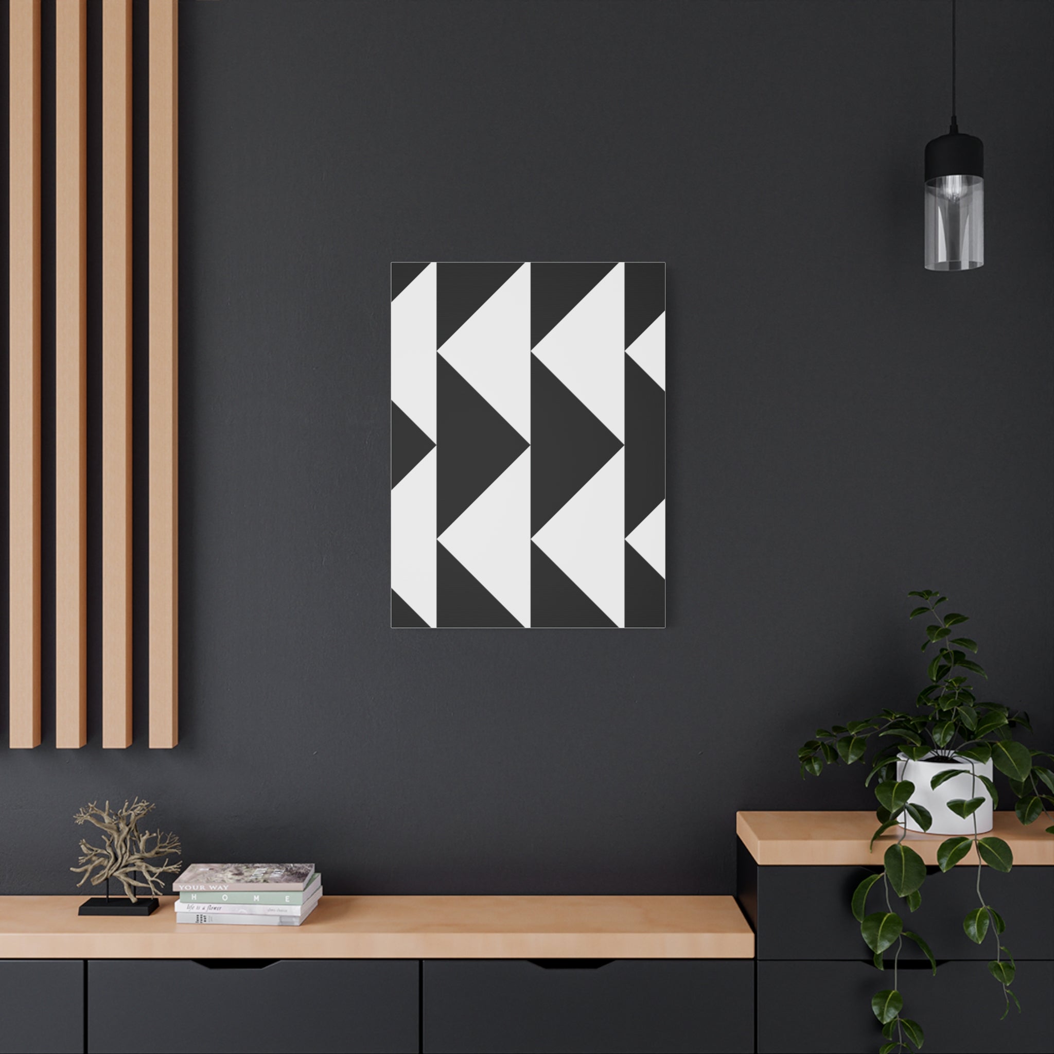 Black & White Triangle Geometric Canvas Art