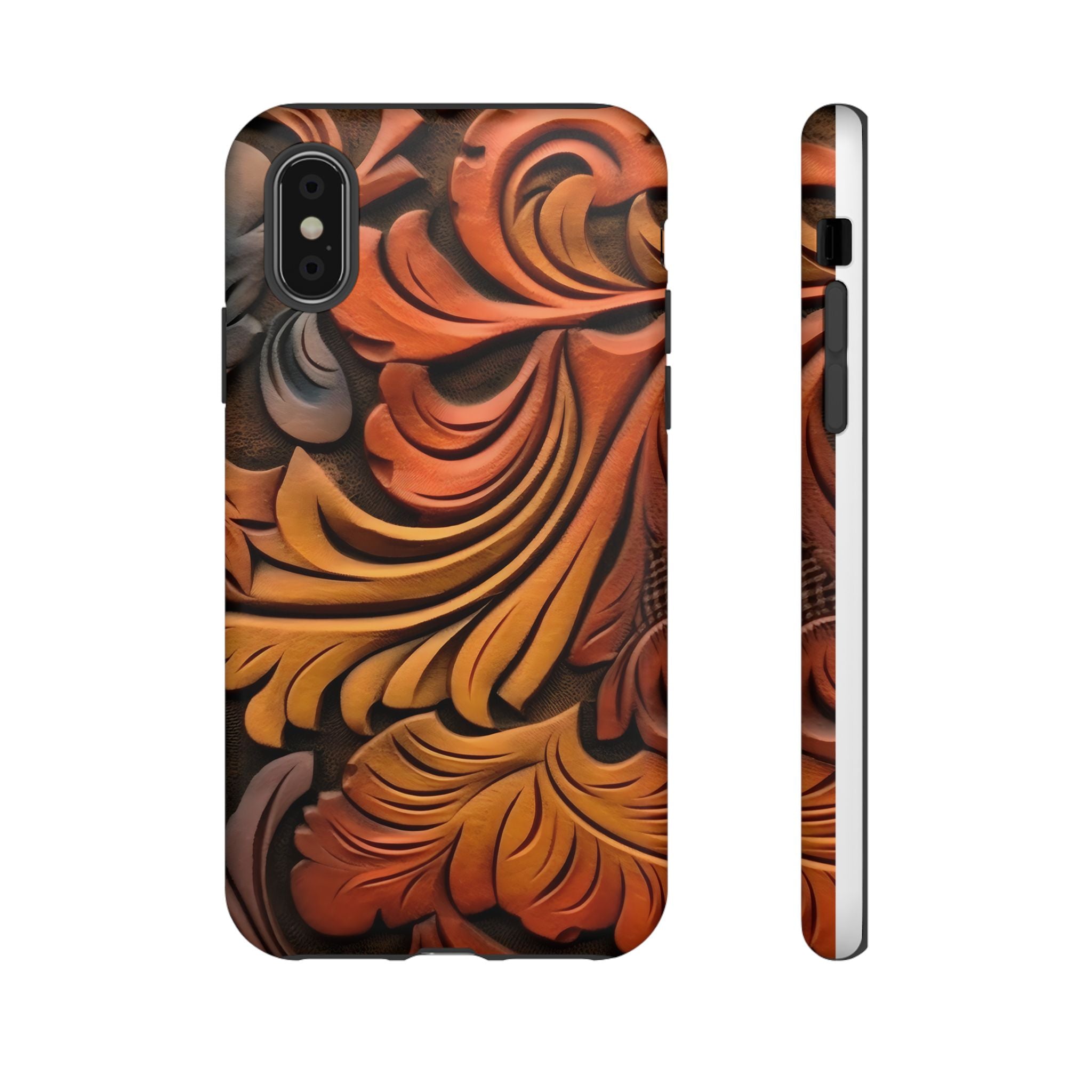 Art Nouveau Leather iPhone Case - Hexagon Stone