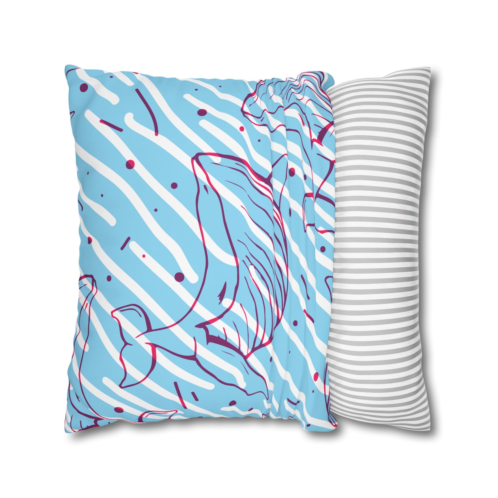 90s Whale Pillowcase - Pastel Blue