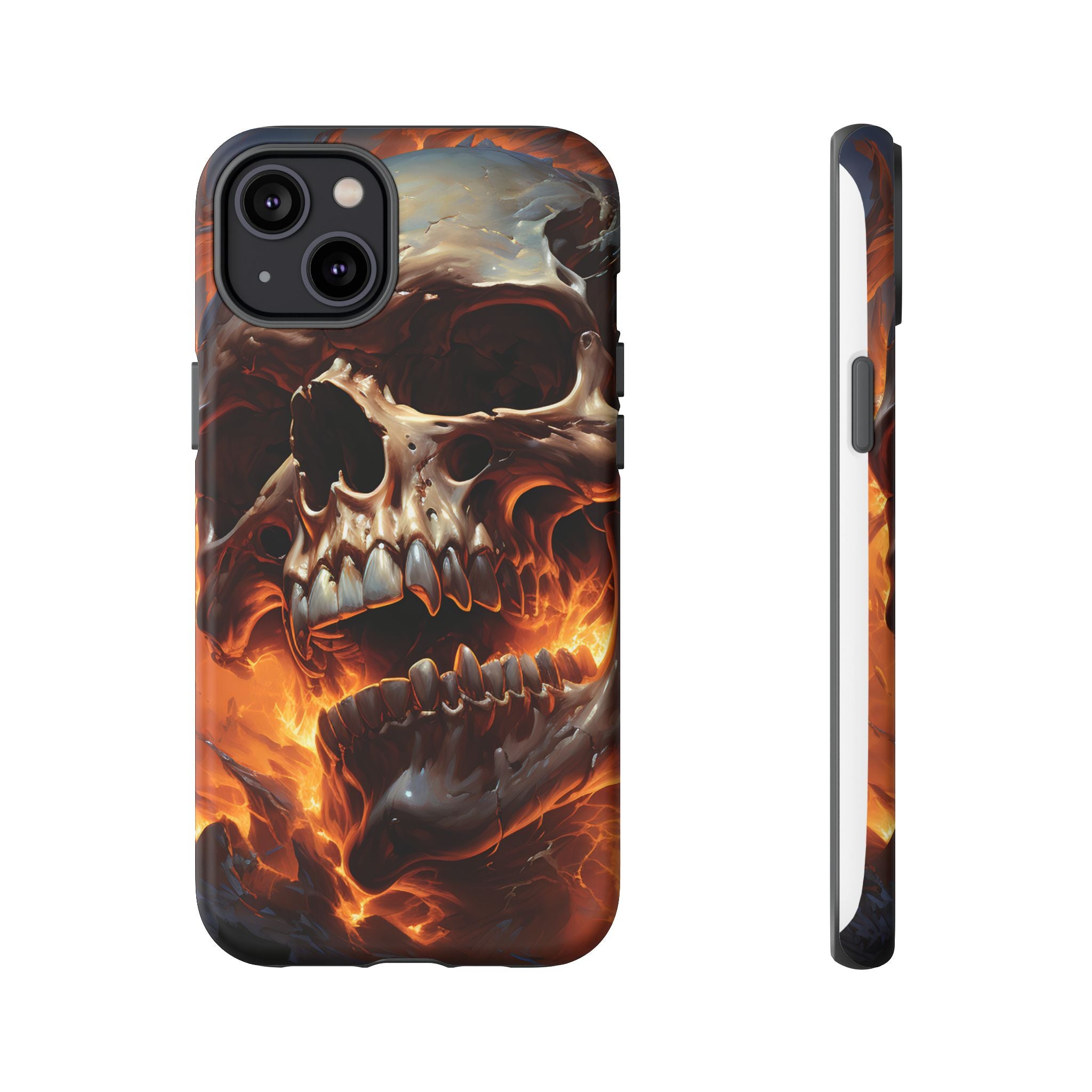 Fiery Skull Hexagon iPhone Case - Rugged