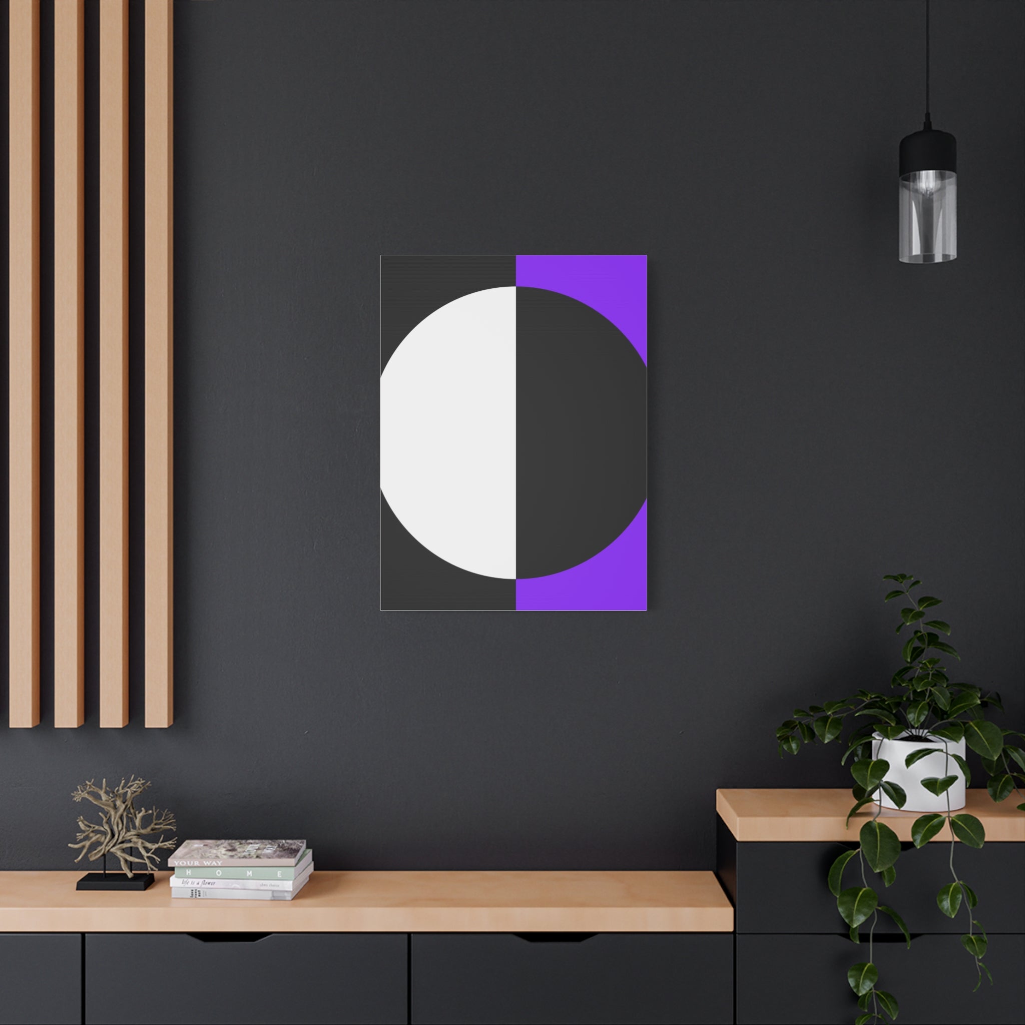 Abstract Purple & Black Circle Canvas Art