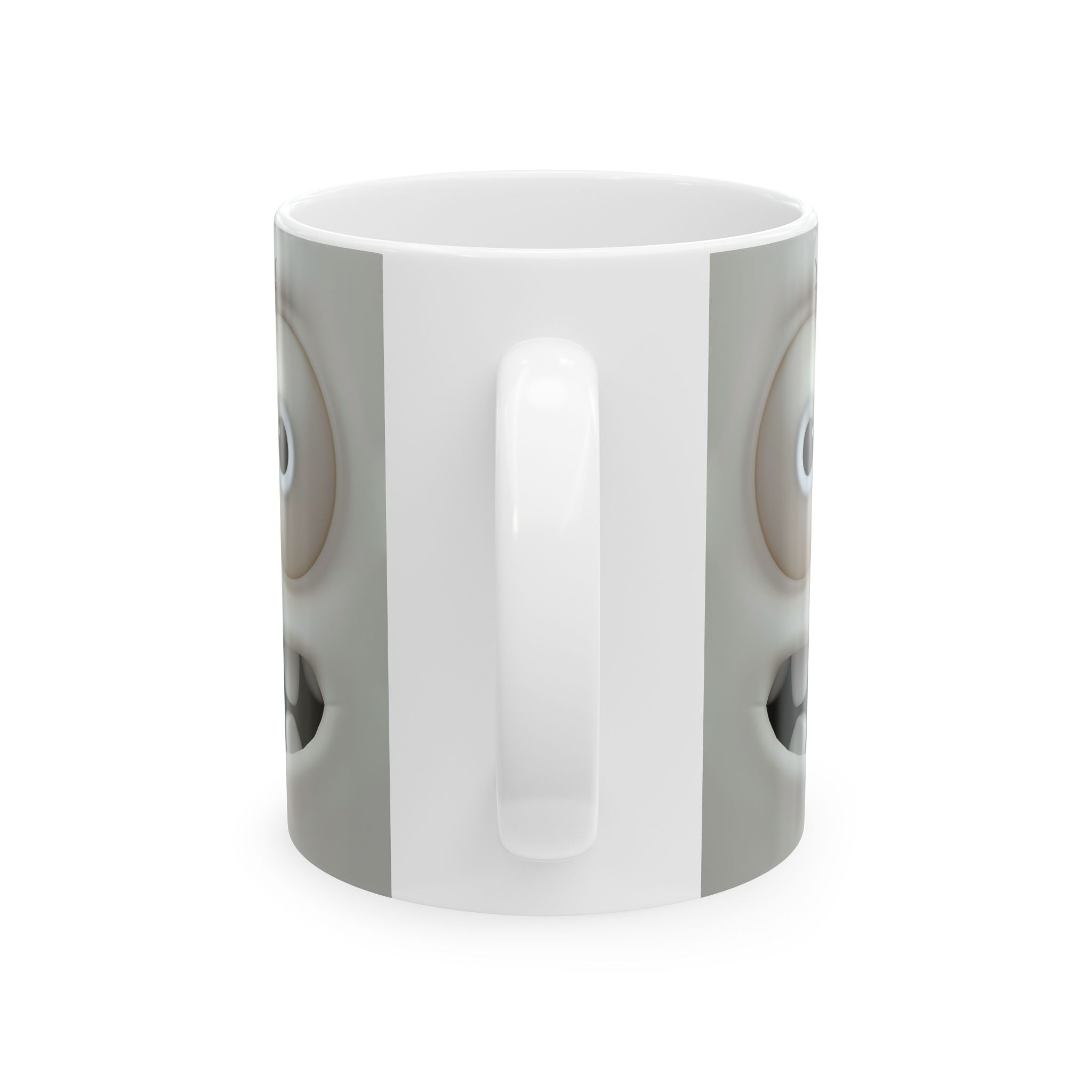 Mirrored Mischief Mug: Grumpy Cartoon Face