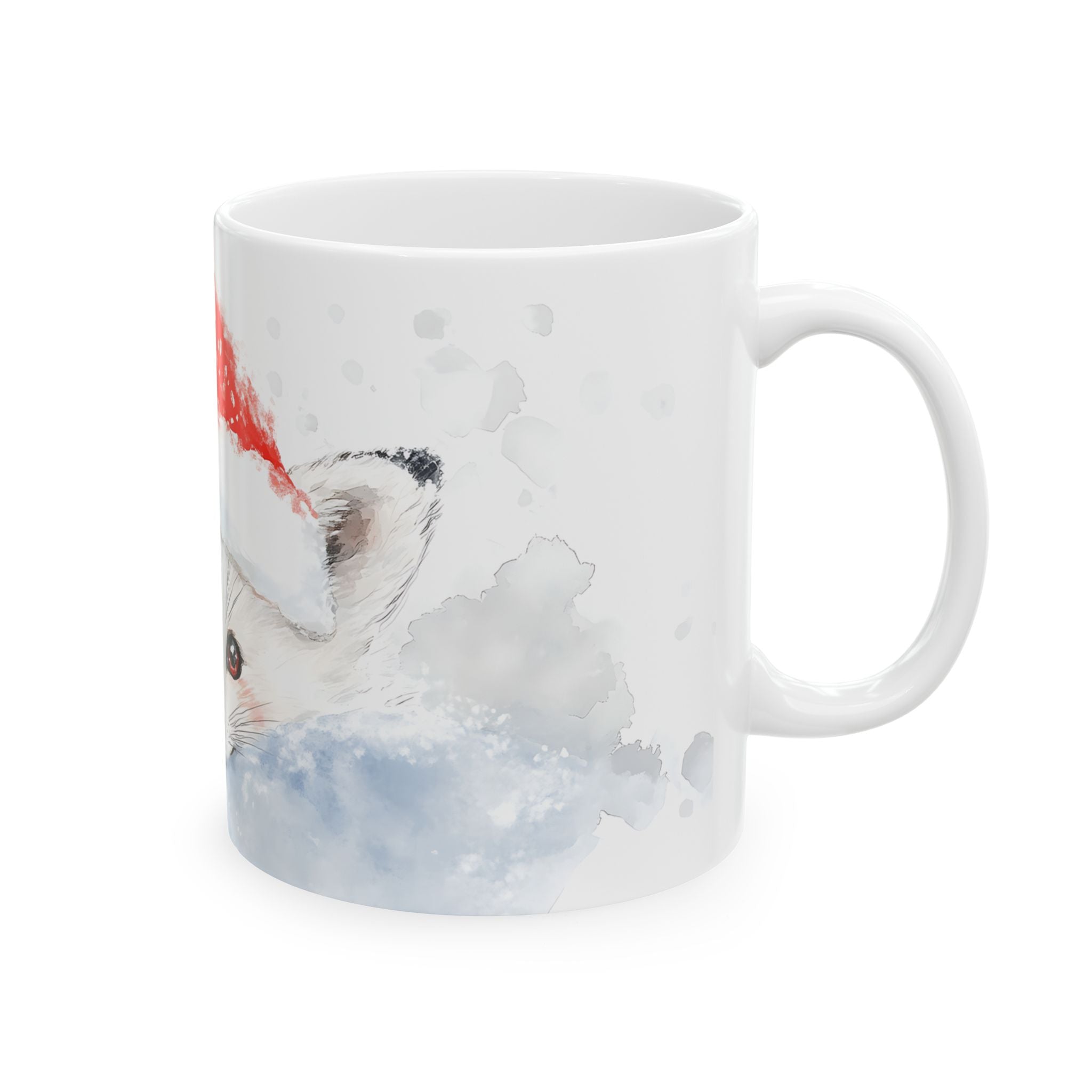 Arctic Fox Santa Mug - Cozy Winter Art