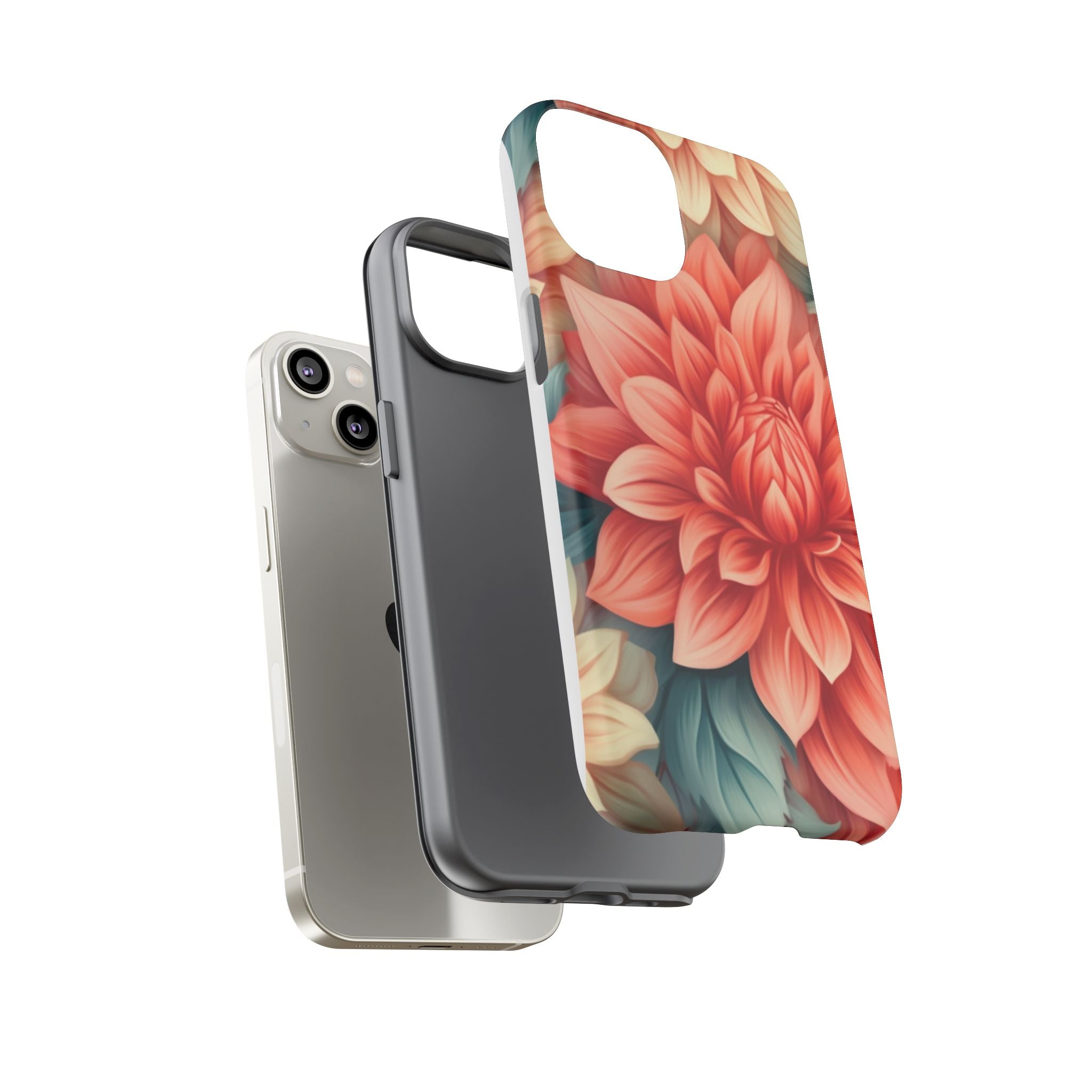 Coral Dahlia Hexagon iPhone Case - Rugged Texture