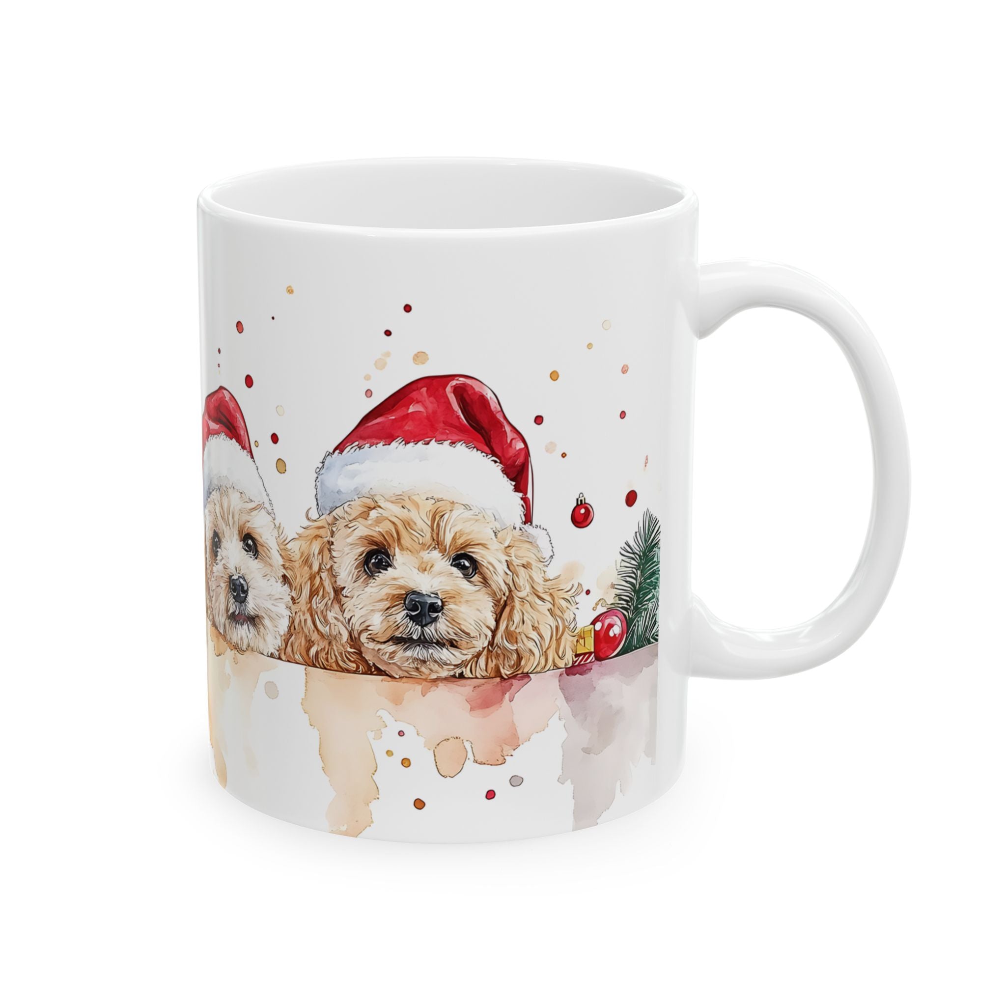 Santa Poodle Puppy Christmas Mug