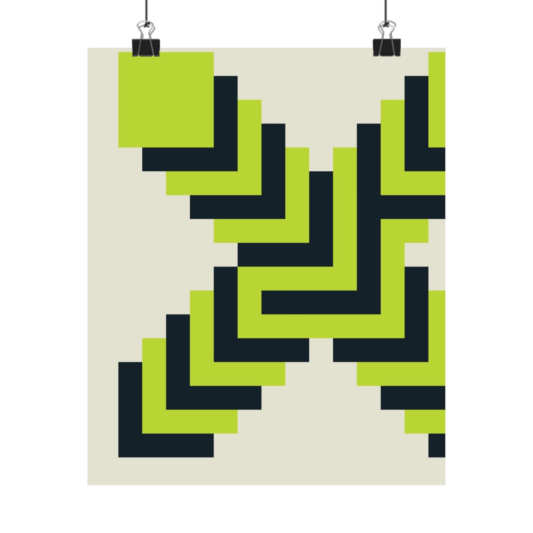 Geometric X Poster: Teal & Lime Art