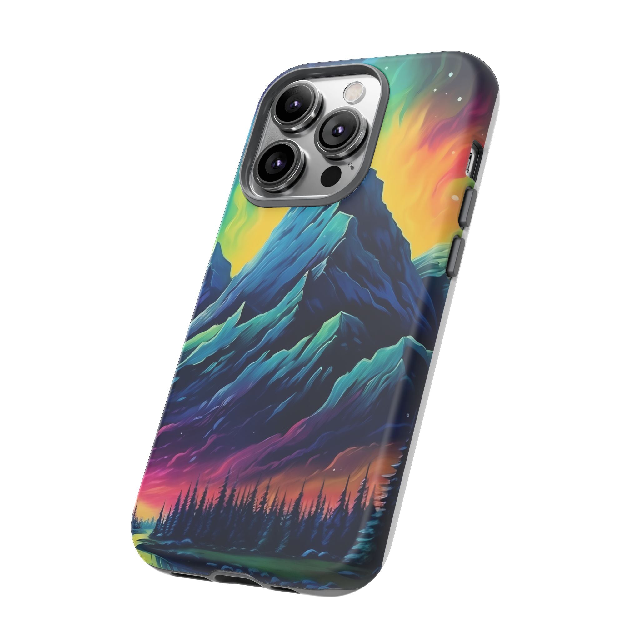 Aurora Mountain Hexagon iPhone Case