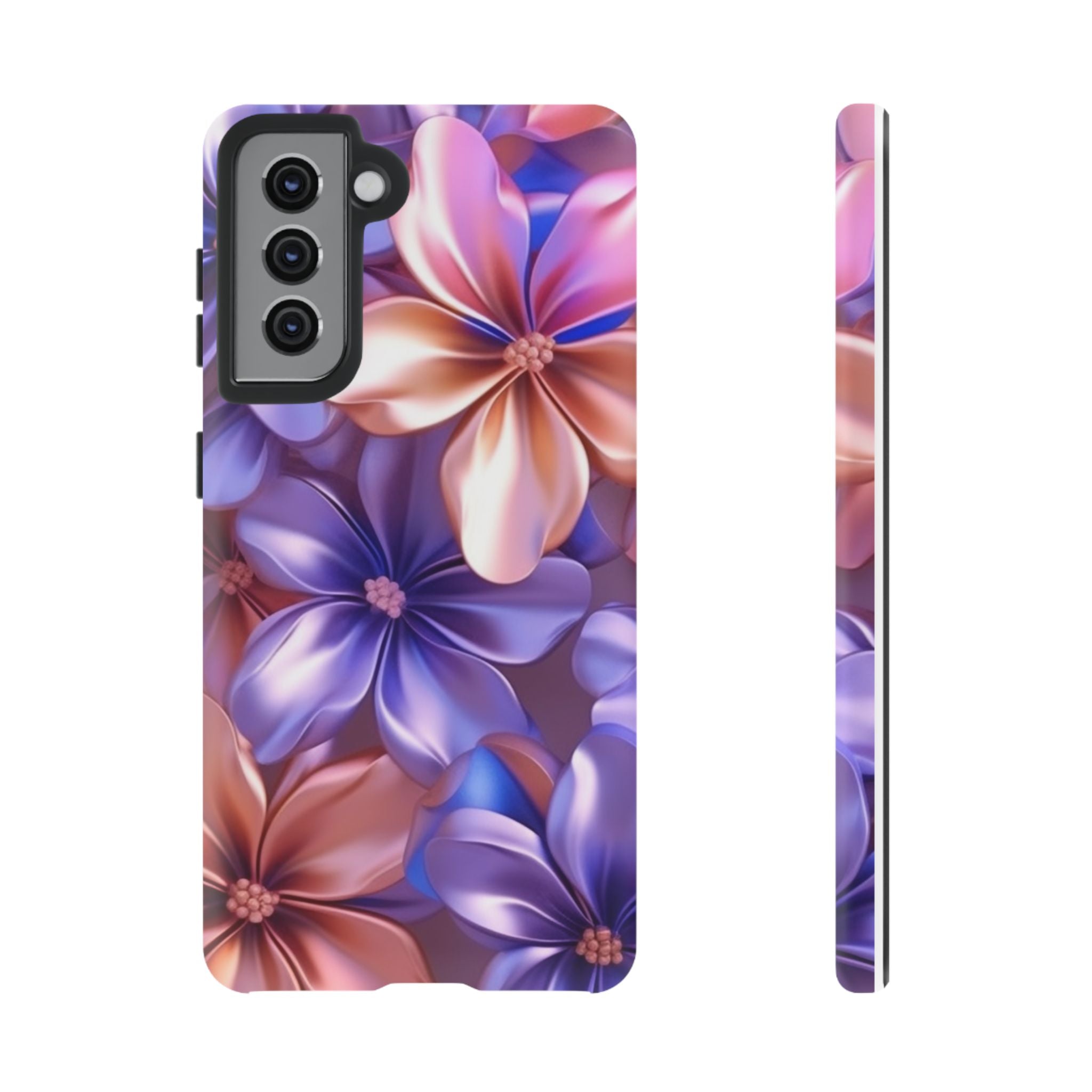 Metallic Flower Samsung Case - Rose Gold & Lavender