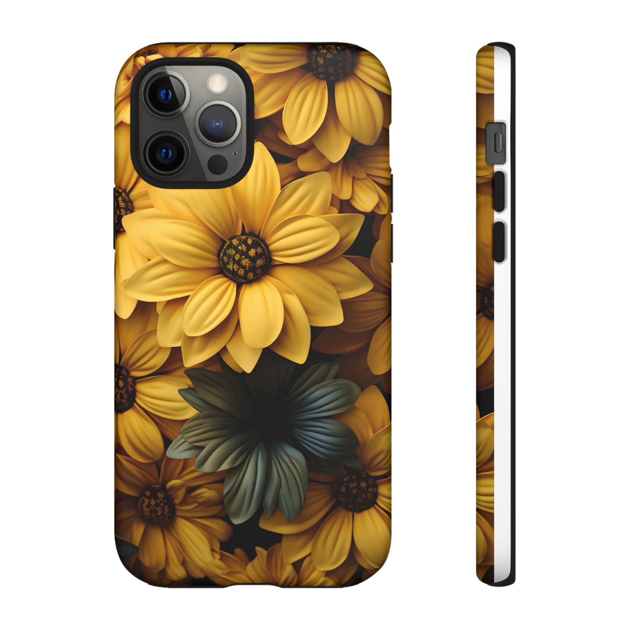 Golden Bloom Hexagon iPhone Case - Rugged Texture