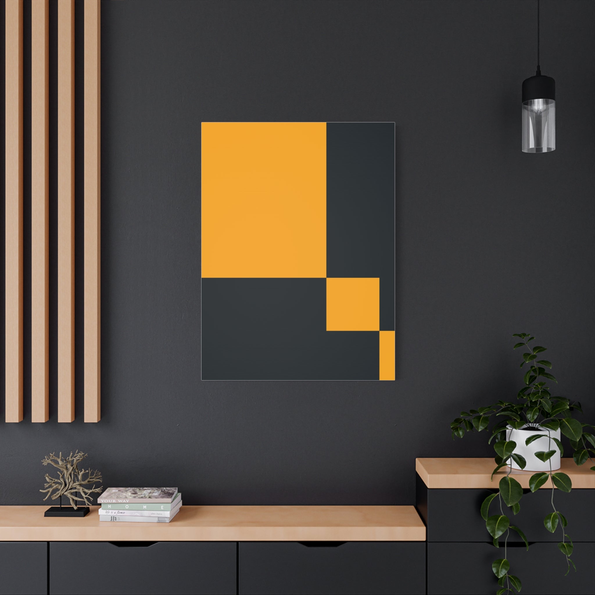 Abstract Teal & Gold Canvas Art