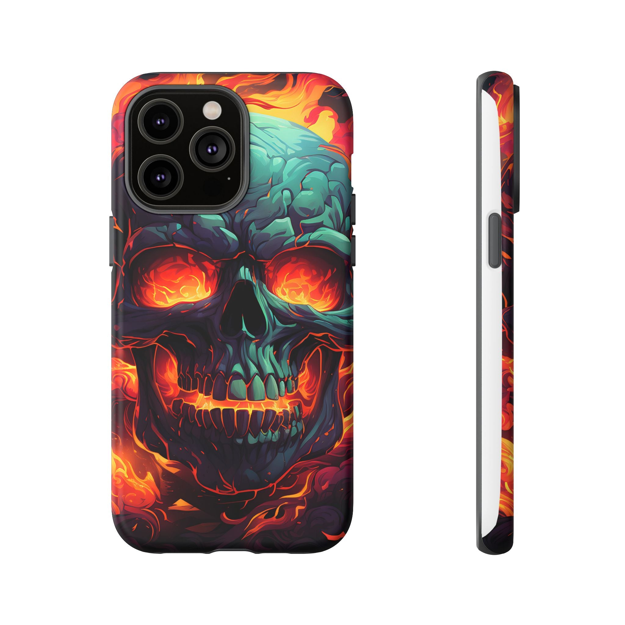 Fiery Skull Hexagon iPhone Case - Rugged