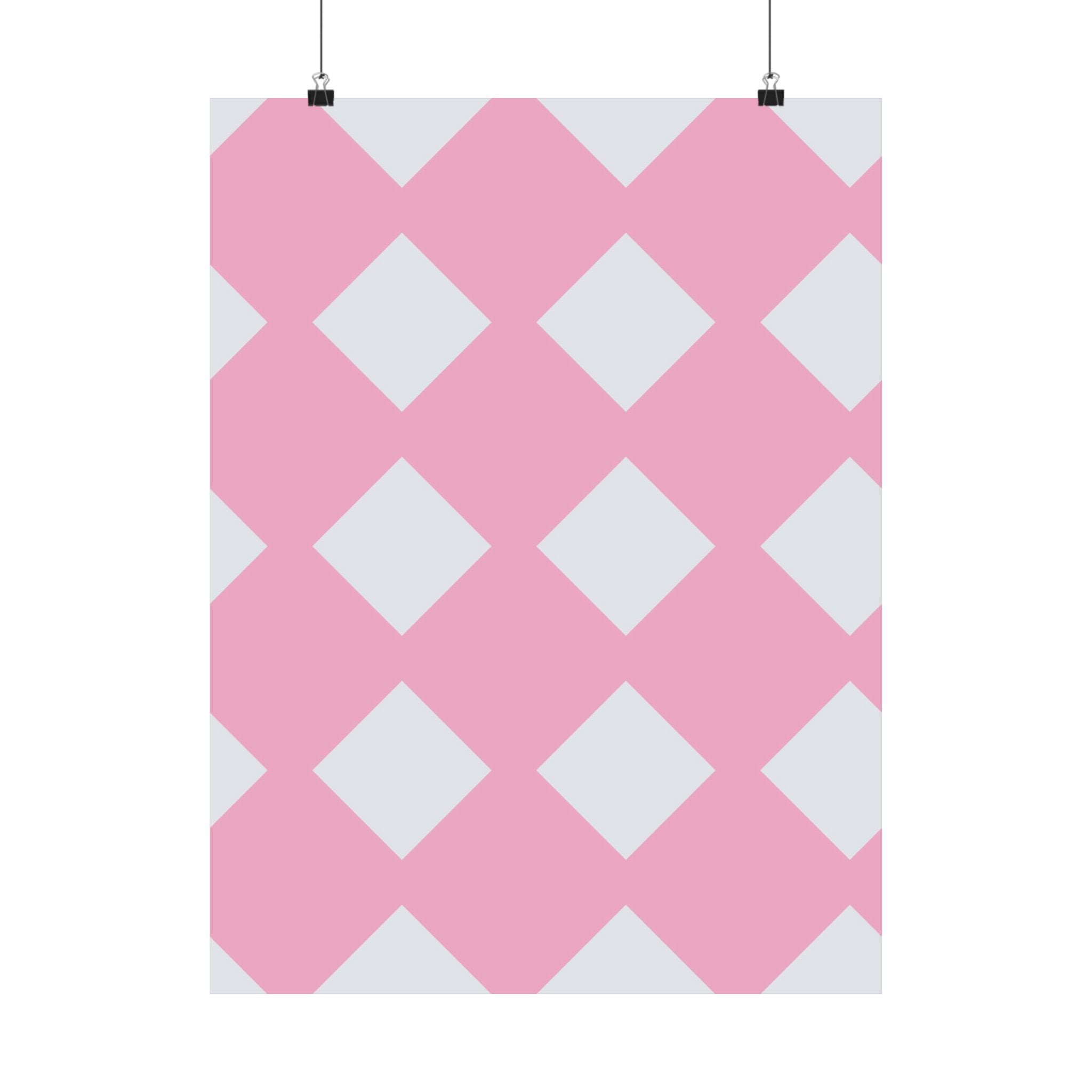 Pink & Grey Diamond Pattern Poster