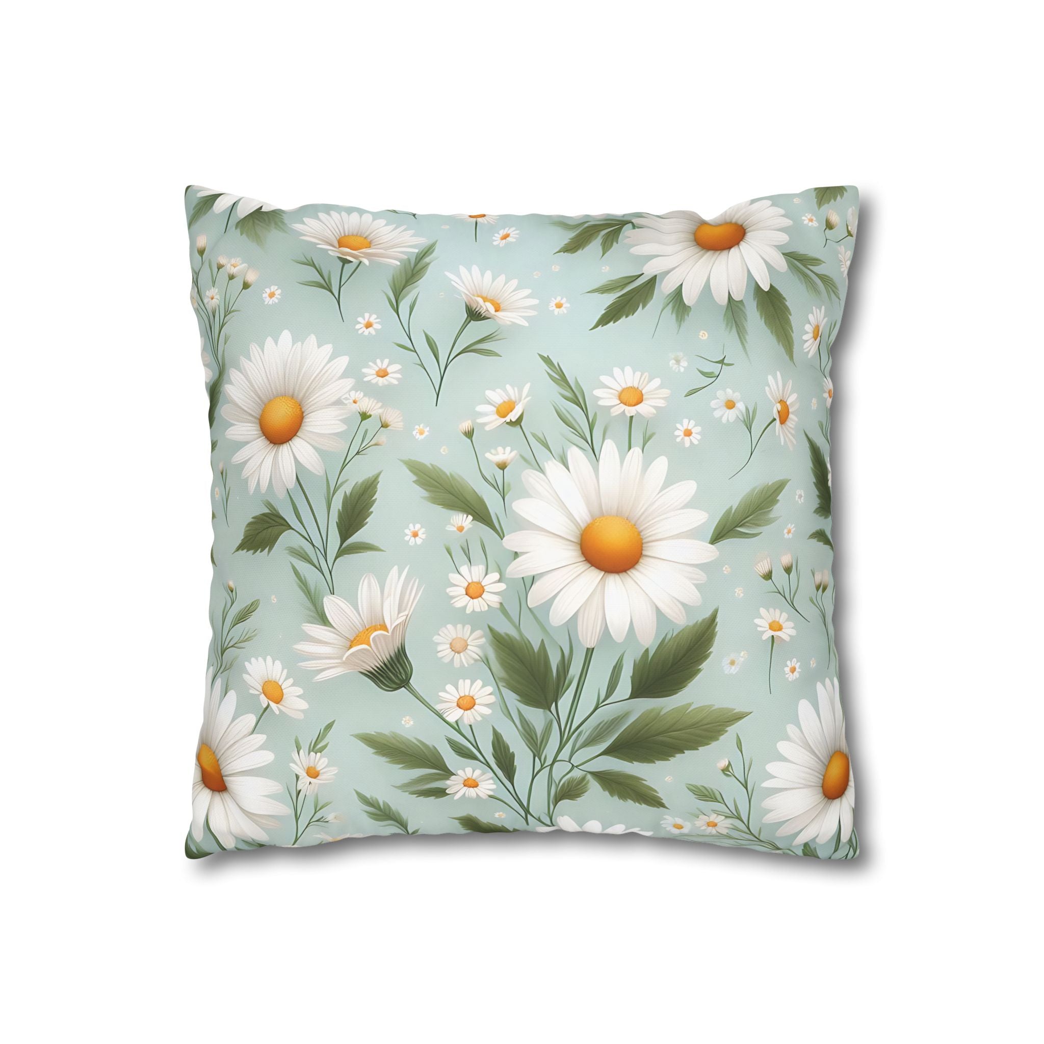 Daisy Floral Pillowcase - Teal & White