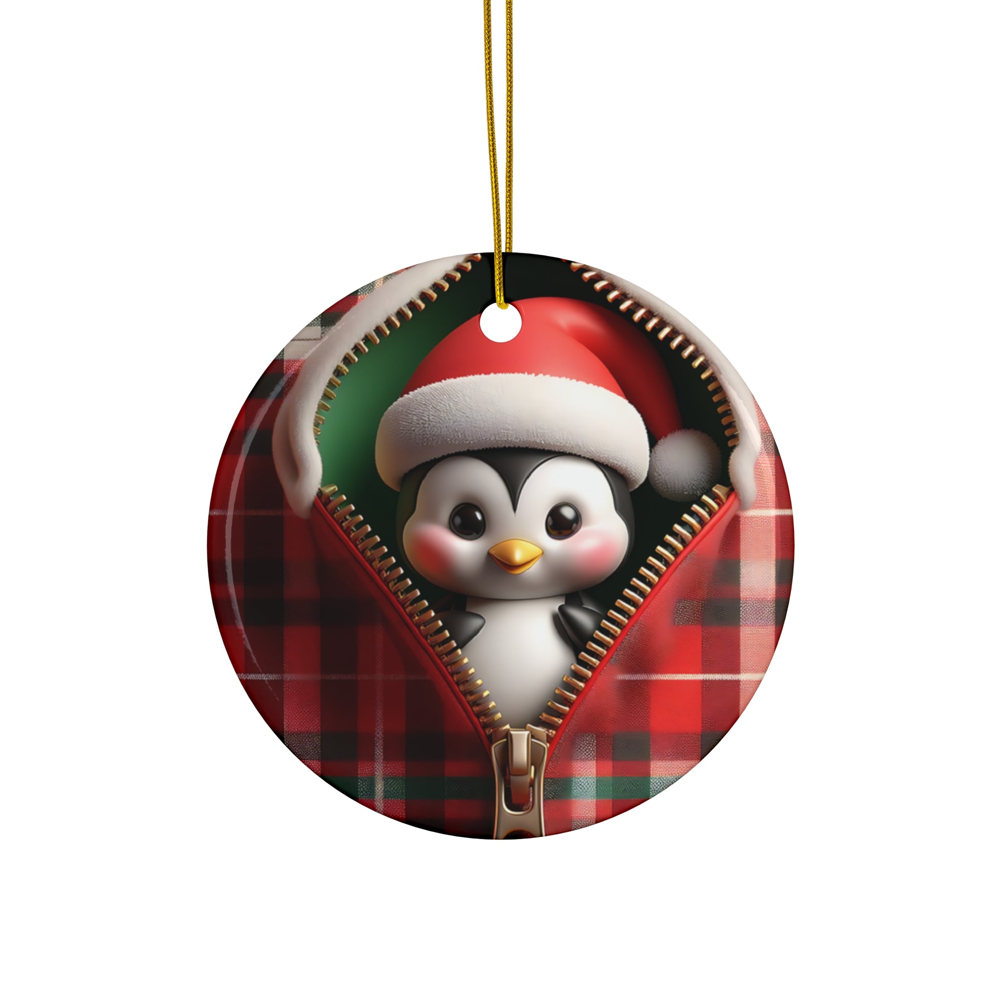 Christmas Penguin Ceramic Ornament