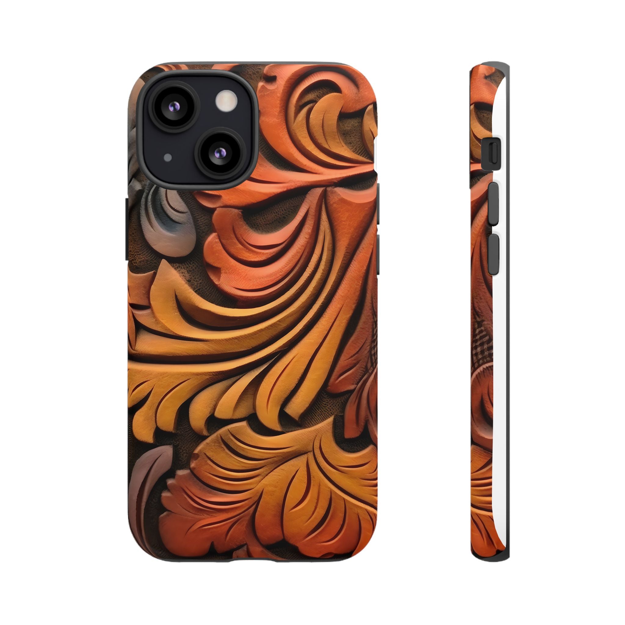 Art Nouveau Leather iPhone Case - Hexagon Stone