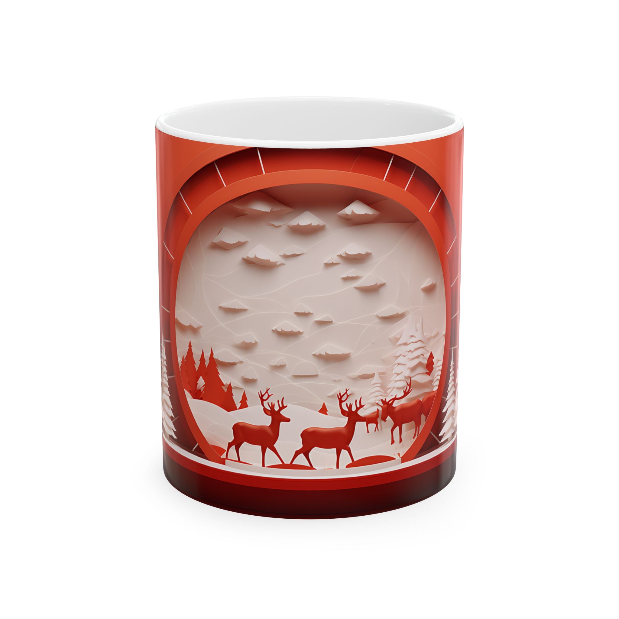 Red Xmas Reindeer Mug - Holiday Cheer