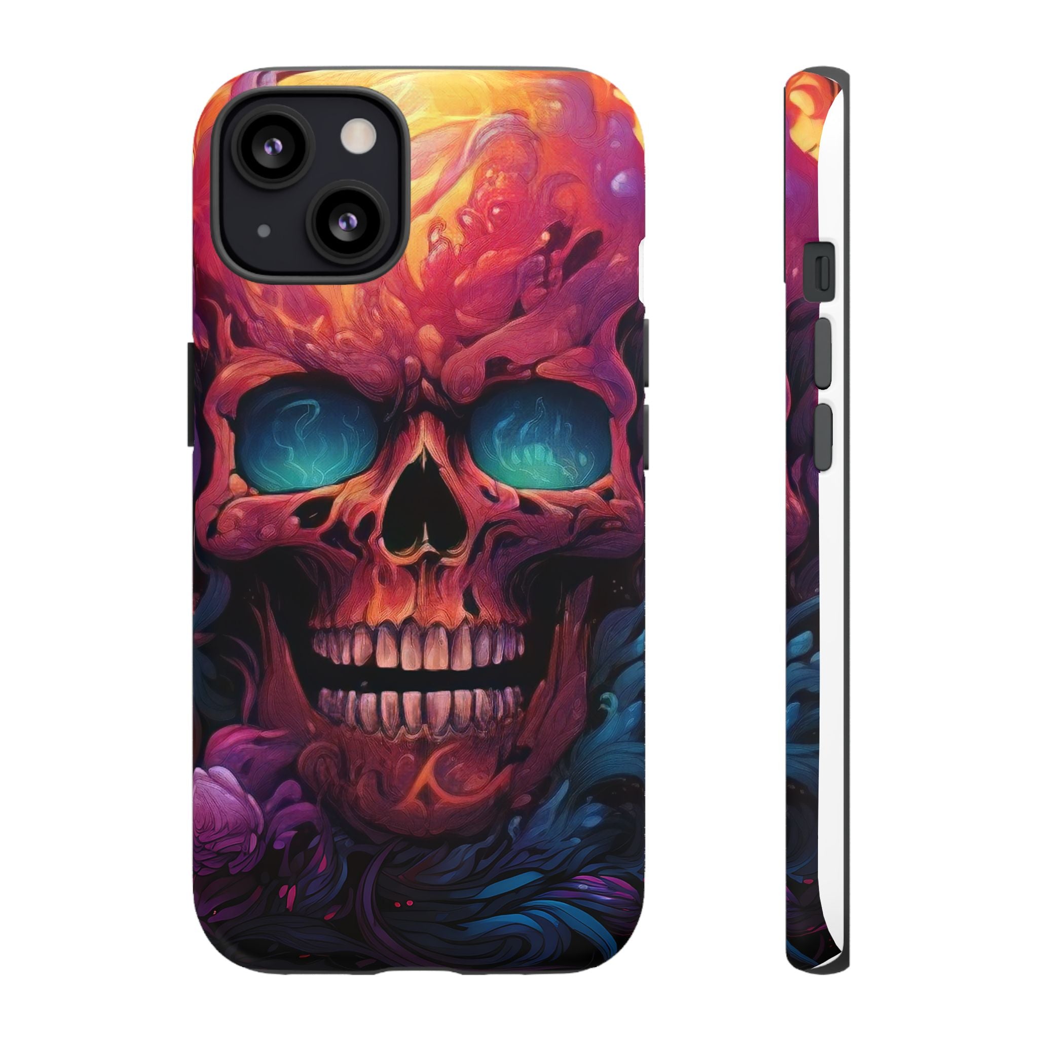 Fiery Skull Hexagon iPhone Case - Rugged Texture